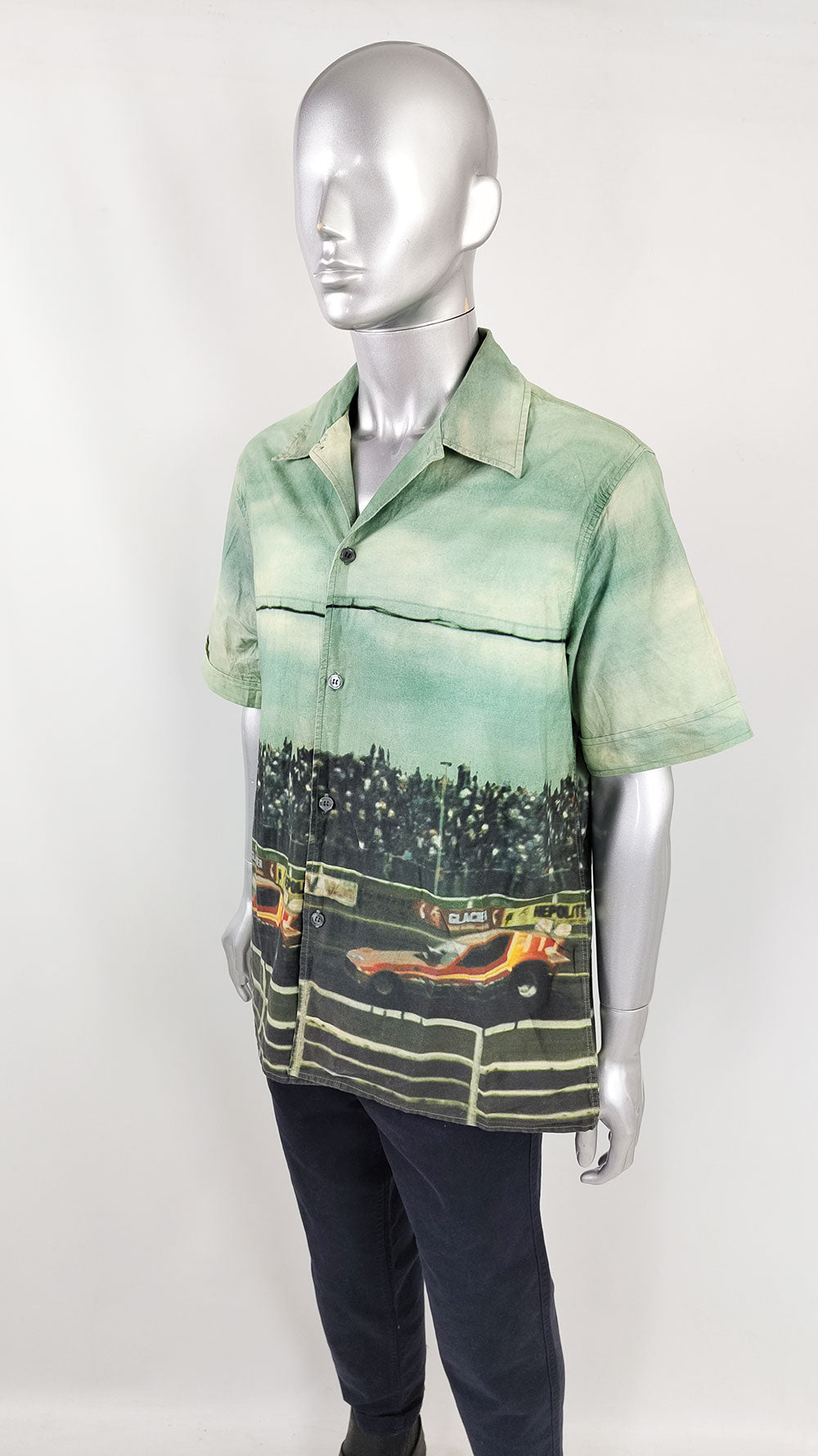 Paul Smith Vintage Mens Stock Car Race Photo Print Shirt