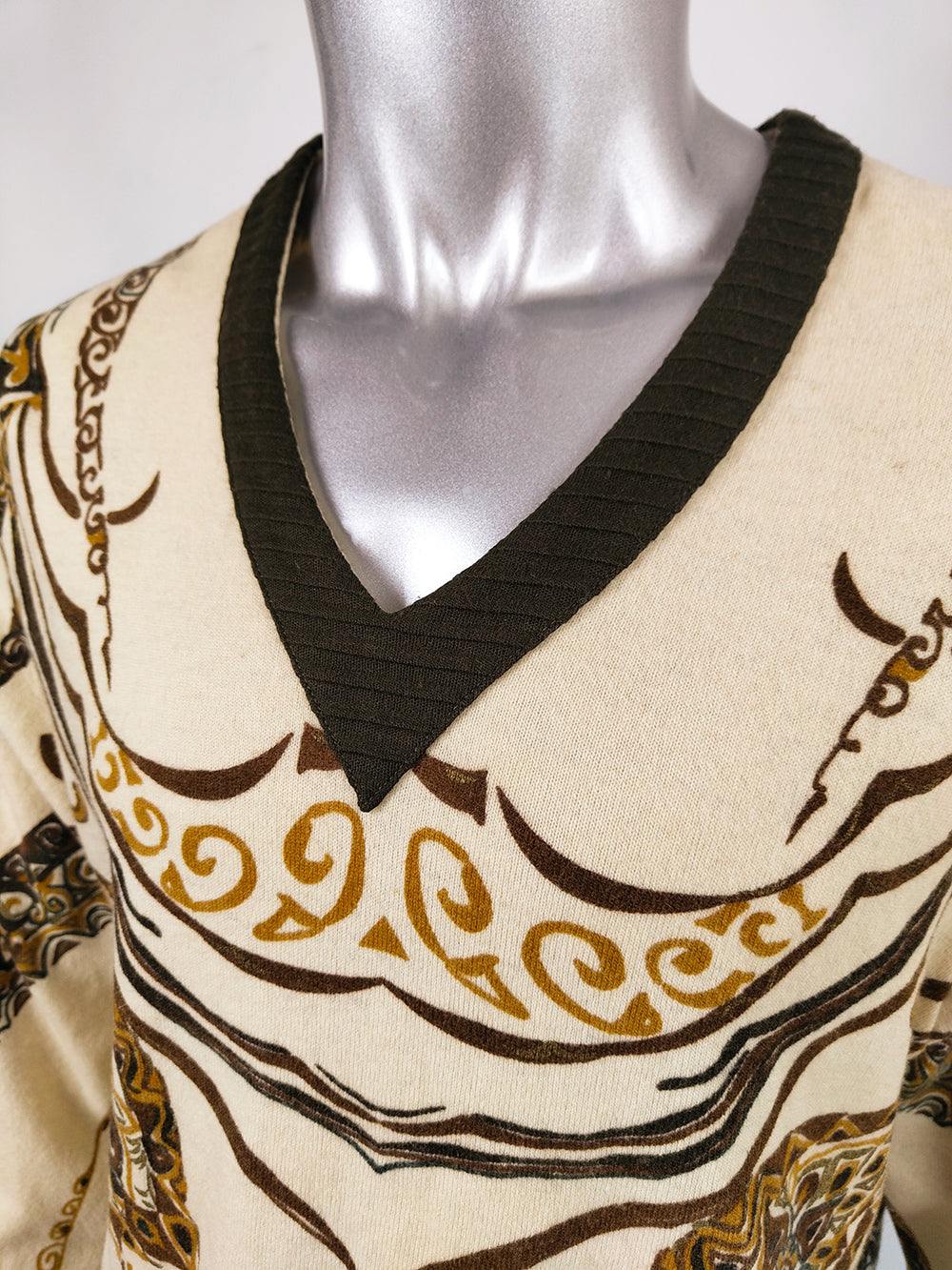 Pierre Cardin Rare Vintage Men's V Neck Sweater, 1970s