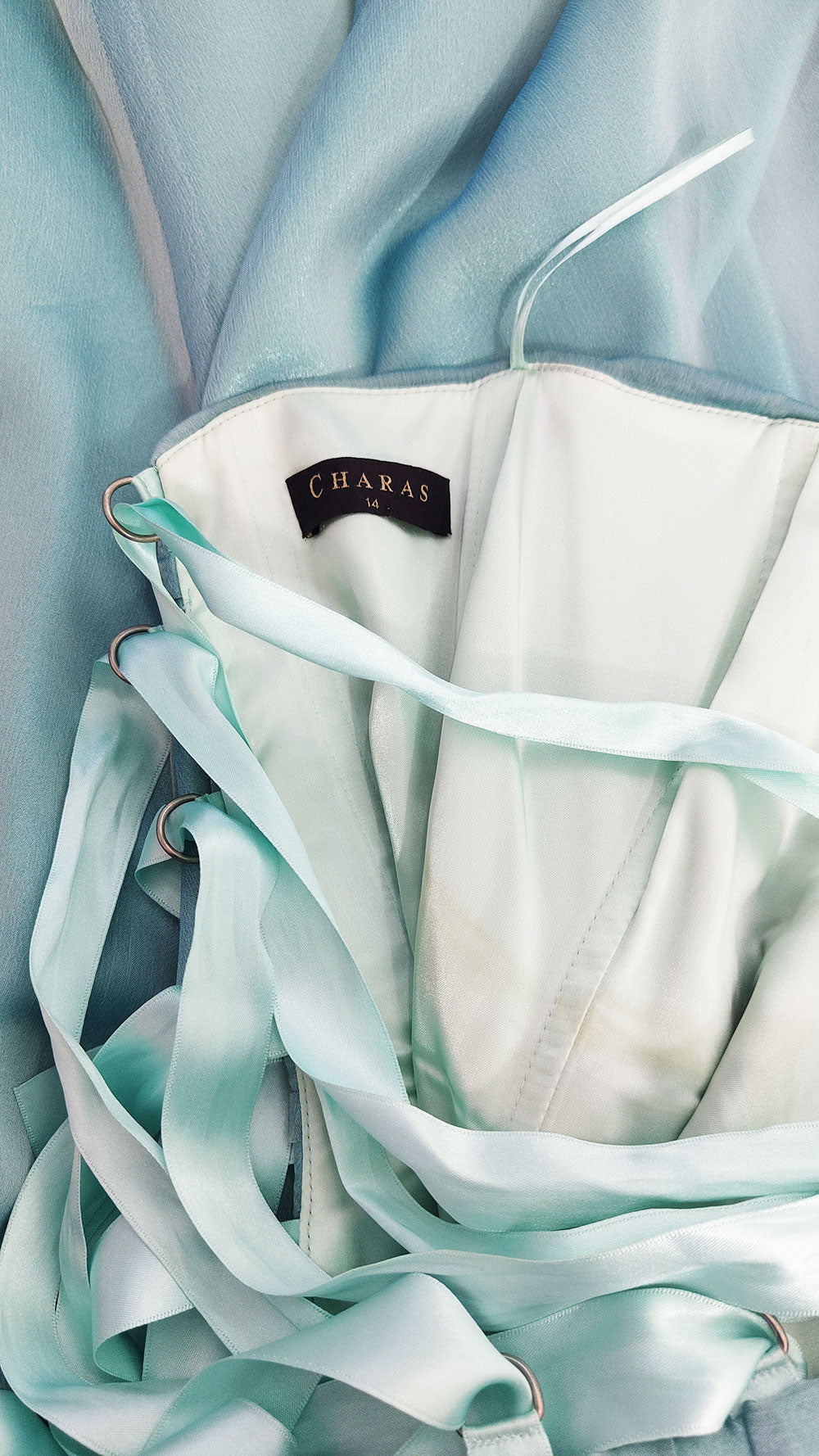 Charas Vintage y2k Ribbon Back Mint Blue Corset Fairy Dress, 2000s
