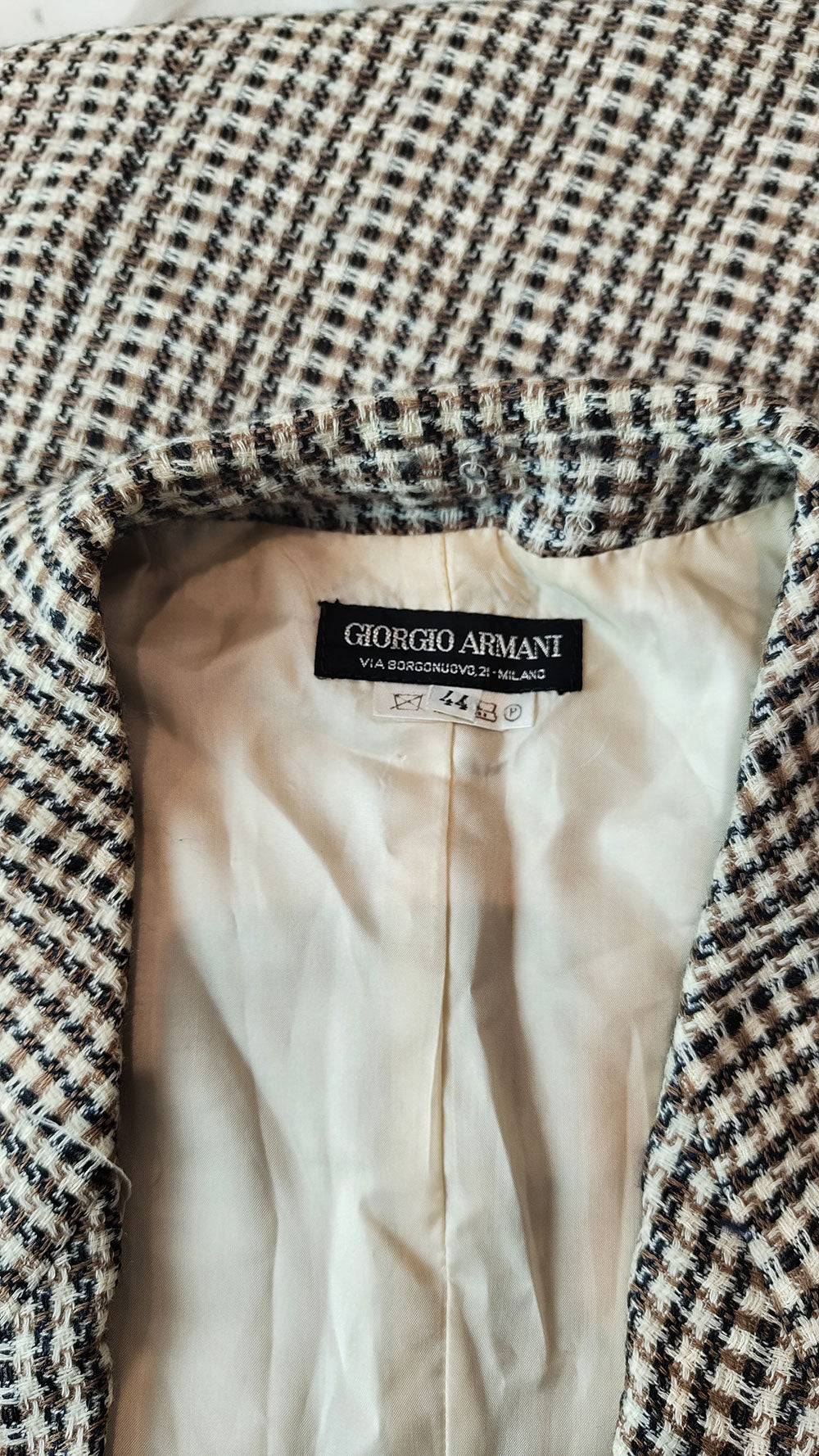 Giorgio Armani Vintage Womens Tweed Built in Waistcoat Coat, 1980s