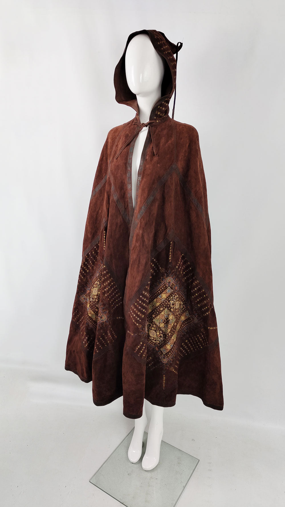 Roberto Cavalli Brown Suede Full Length Cape, 1970s