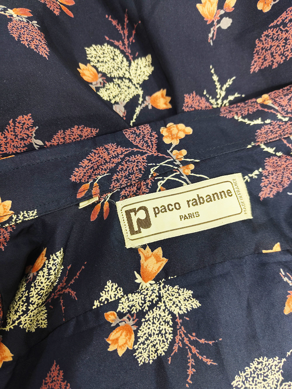 Paco Rabanne Vintage Mens Floral Long Sleeve Shirt, 1970s