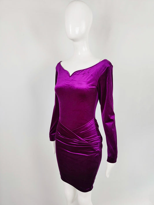 La Perla Bodycon Magenta Velour Party Dress