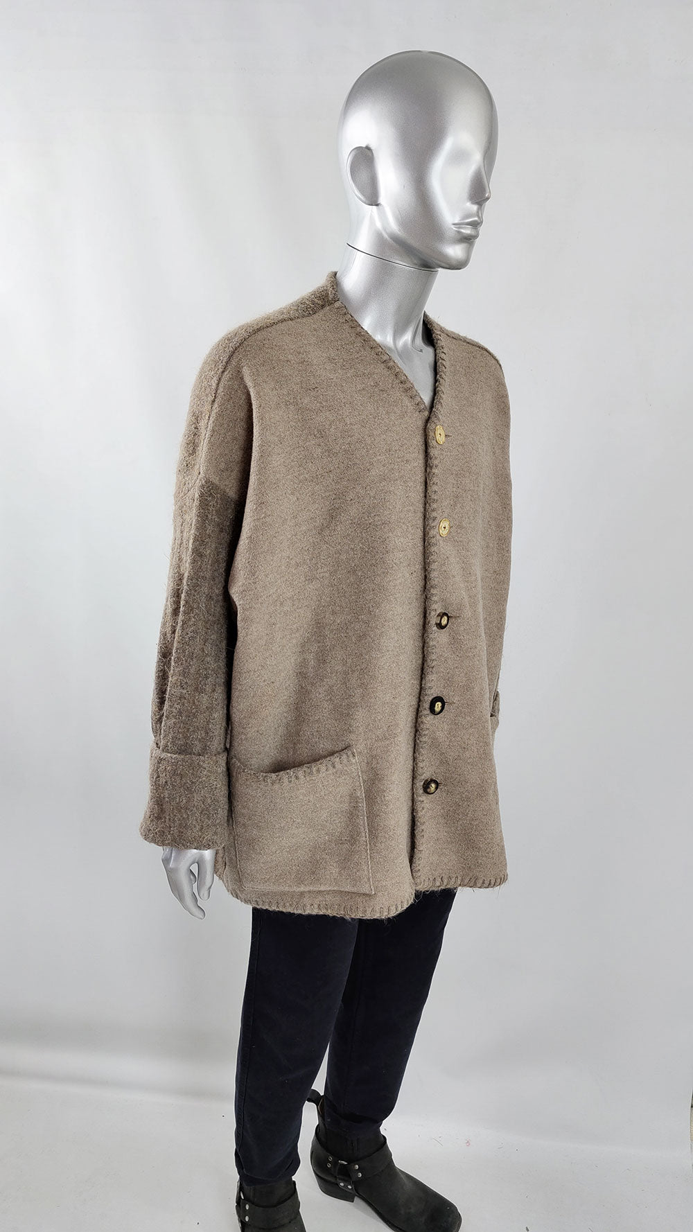 Dolce & Gabbana Vintage Mens Oversized Mohair & Wool Knit Jacket, 1980s
