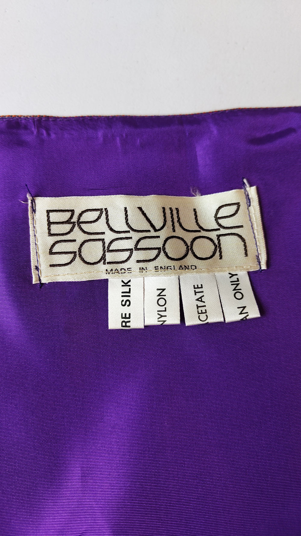 Bellville Sassoon Vintage Purple Silk Taffeta Tiered Evening Dress, 1980s