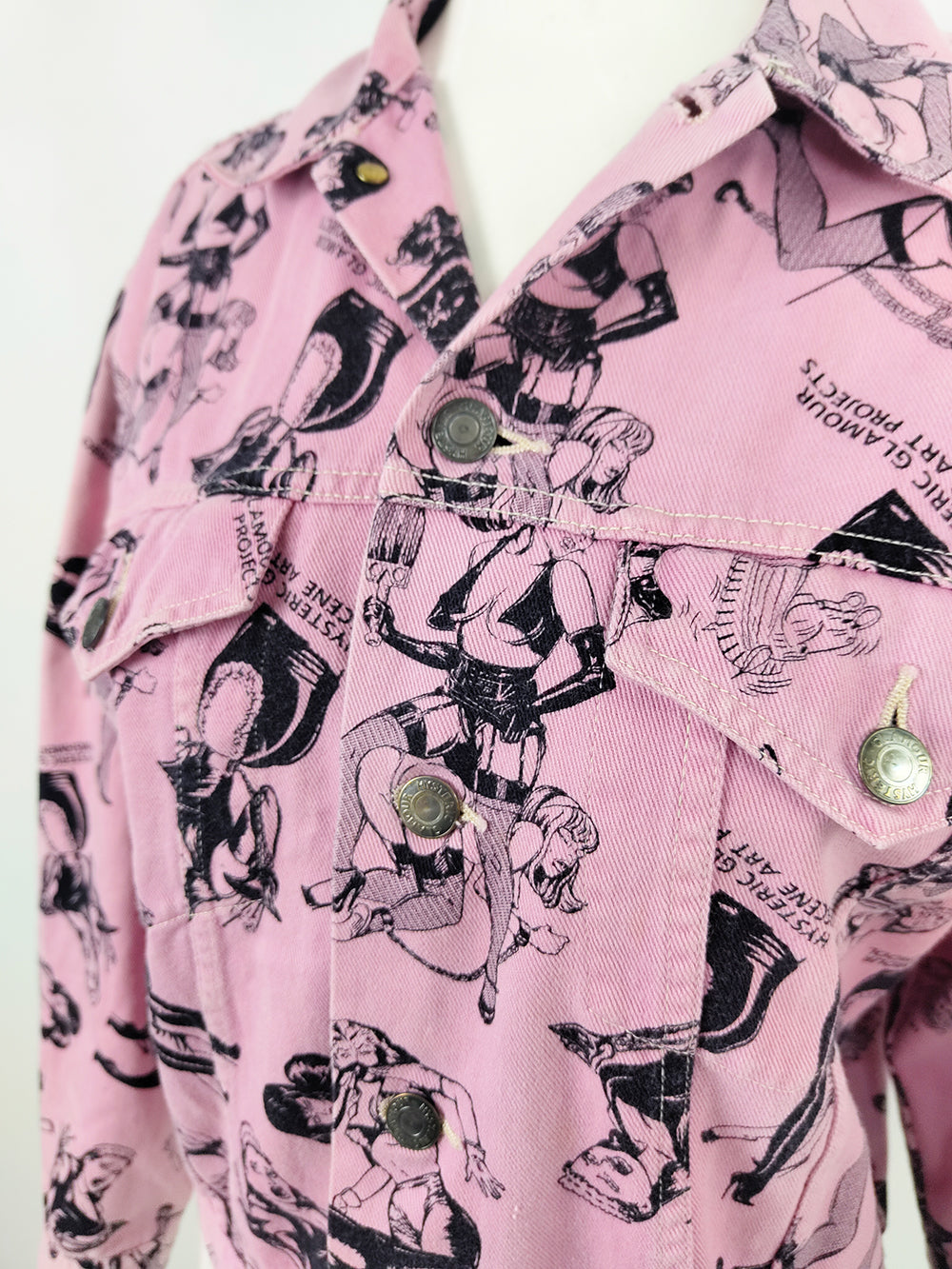Hysteric Glamour Vintage Pink Denim Bondage Print Women's Denim Jacket
