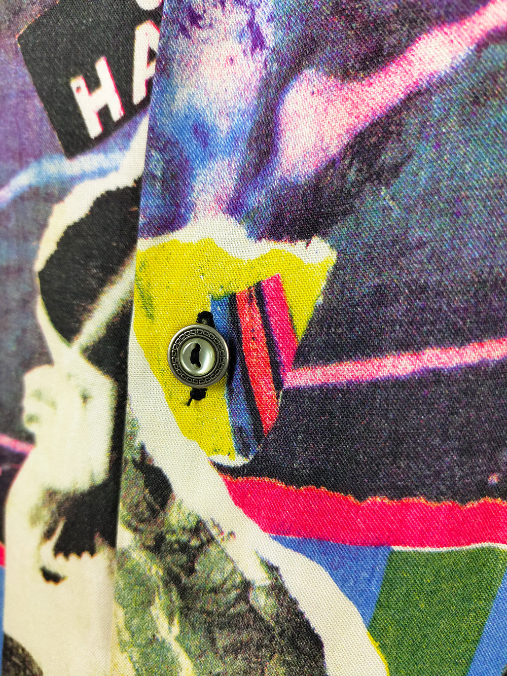 Mens Vintage Old Hollywood Print Long Sleeve Viscose Shirt, 1990s