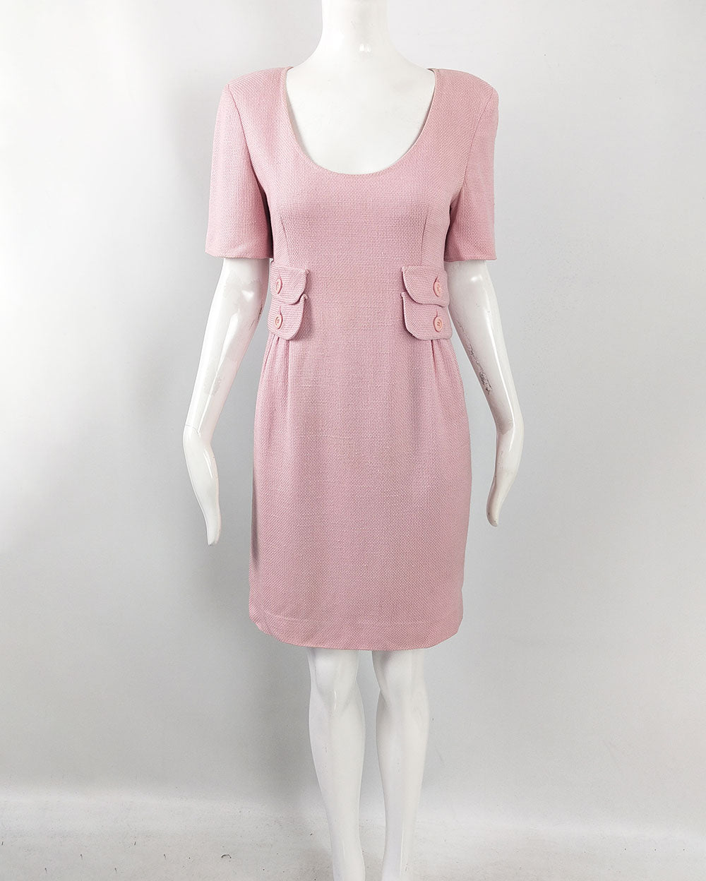 Valentino Vintage Womens Pink Linen Dress, 1980s