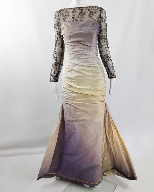 Jacques Azagury Vintage Silk Taffeta & Lace floor Length Ball Gown