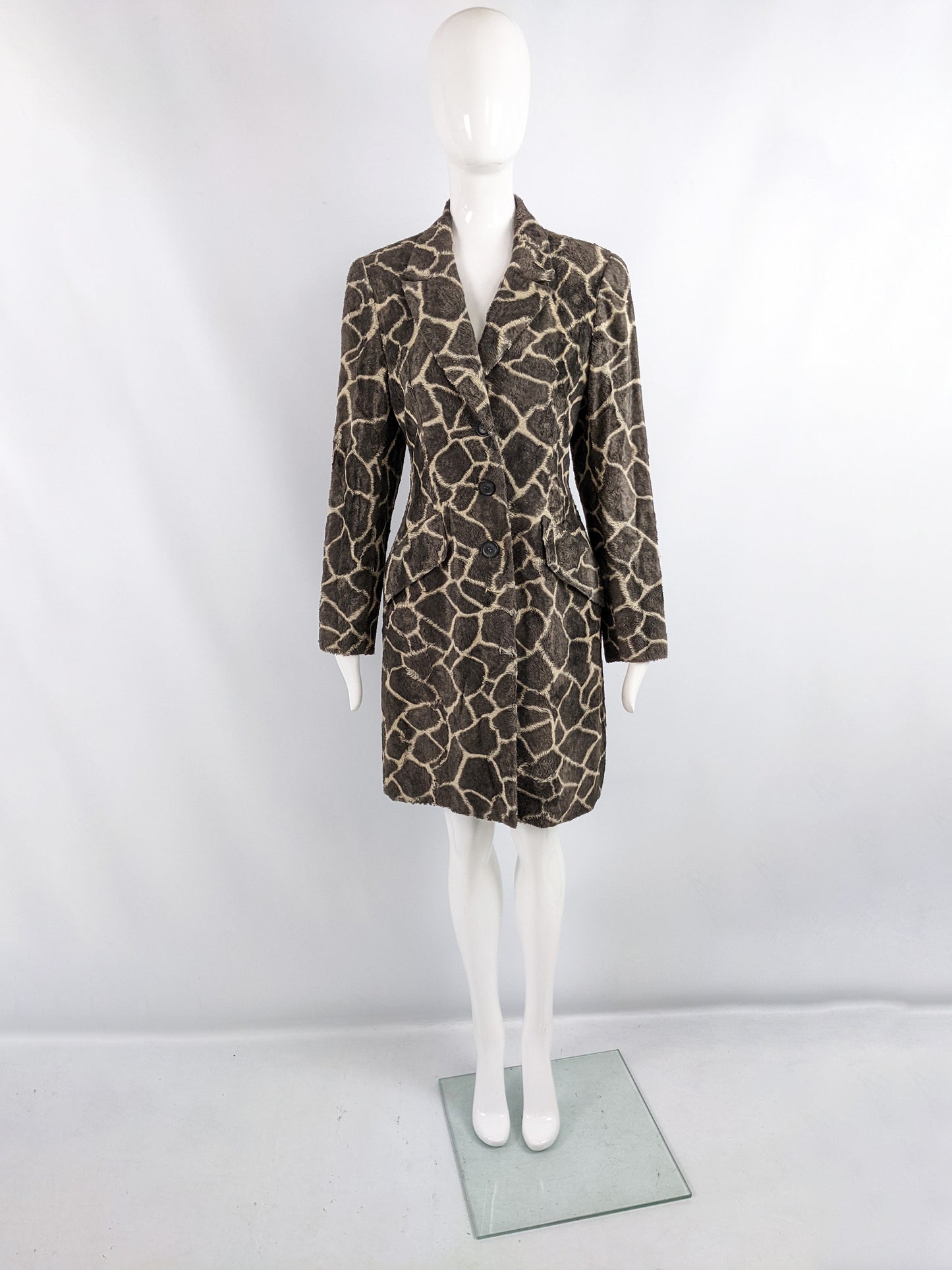 Georges Rech Vintage Womens Giraffe Print Faux Fur Jacket,1990s