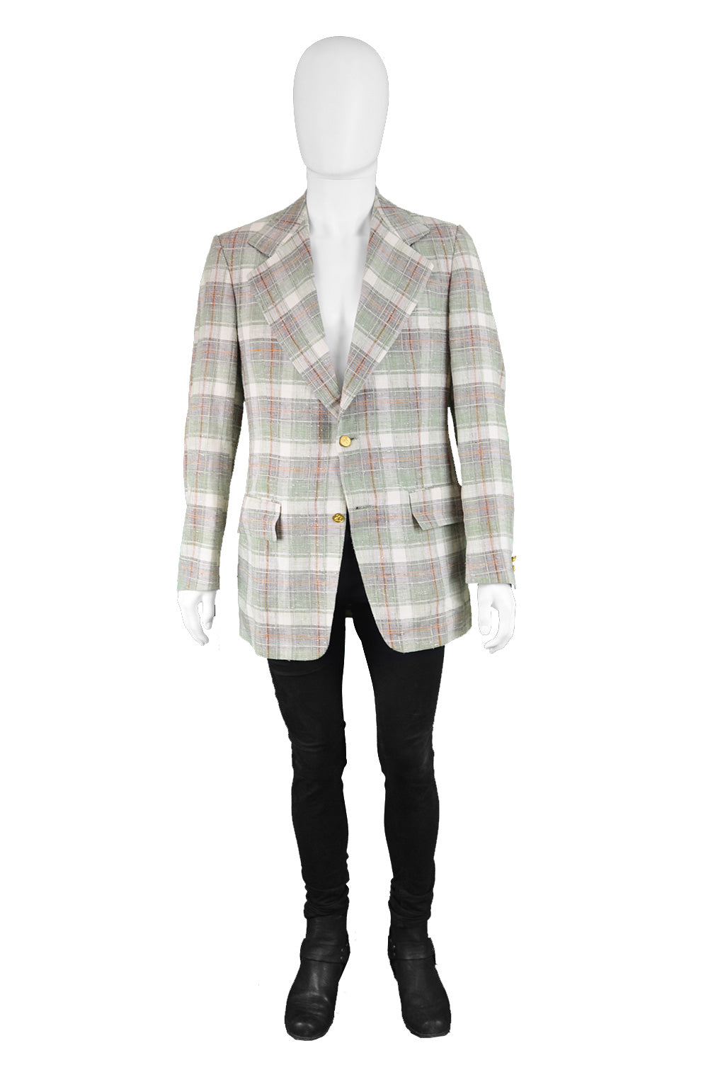 Mens Light Vintage Plaid Jacket, 1970s