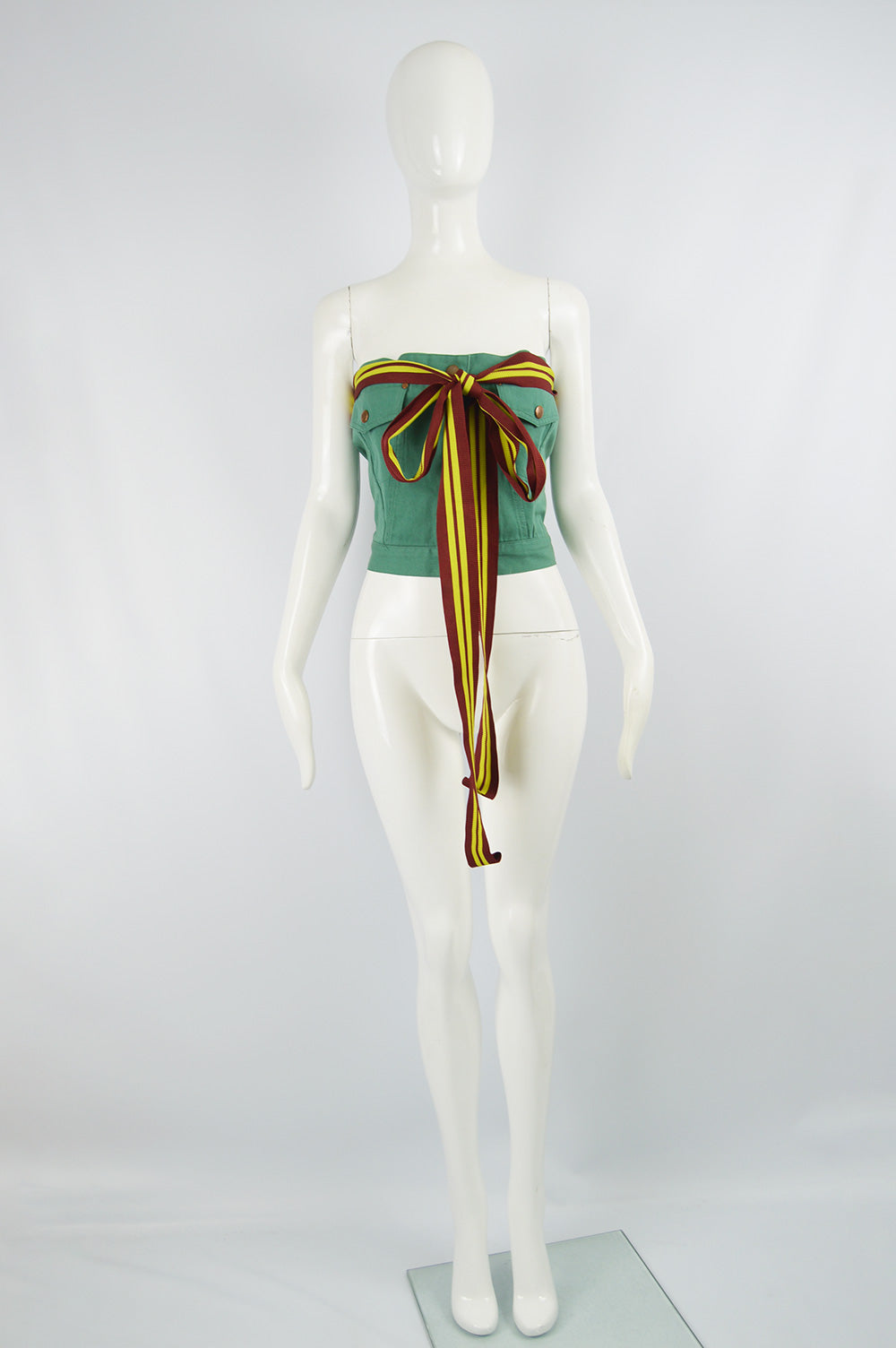 Vintage Green Denim Bustier, 1980s