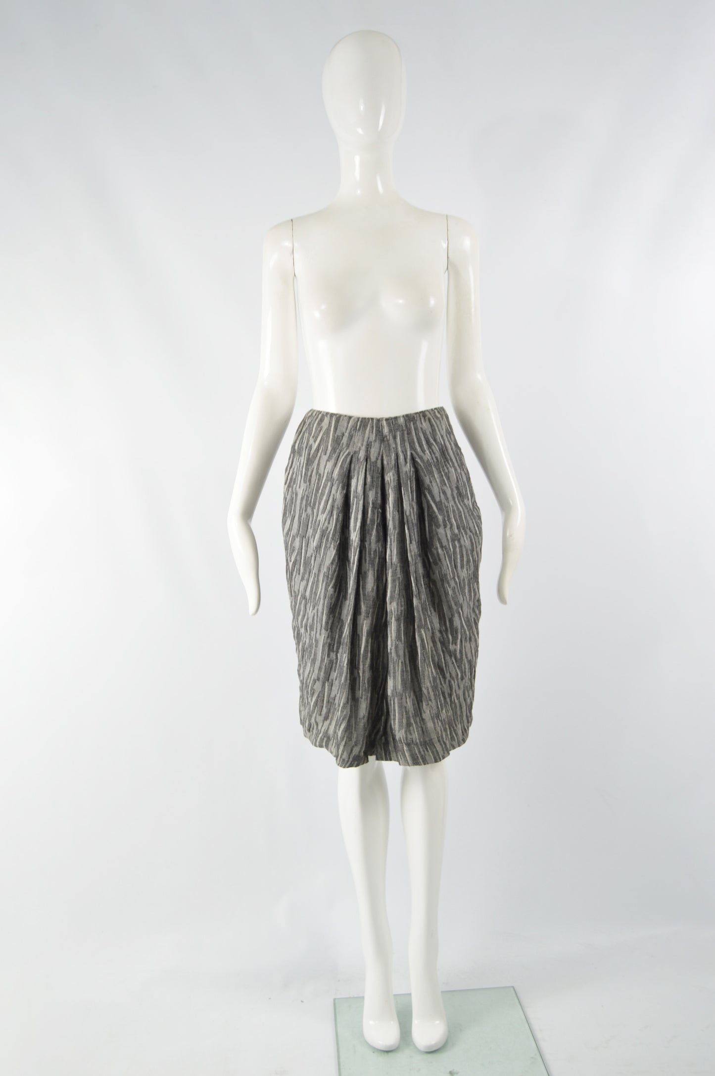 Vintage Textured Pleated Wool Gauze Skirt, 1990s