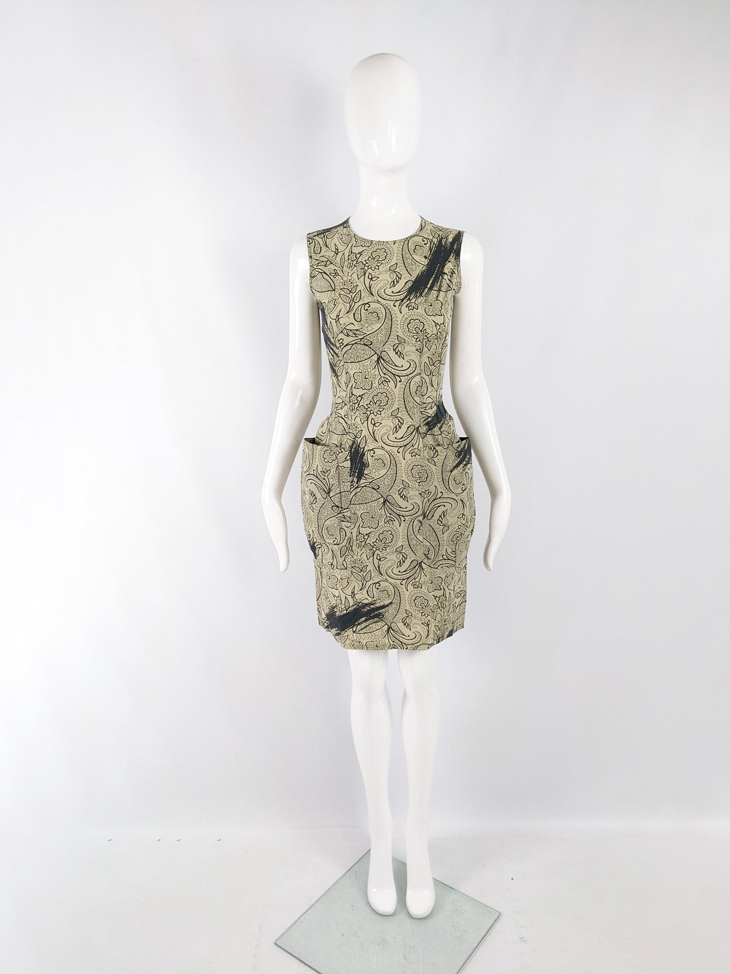 Istante by Versace Vintage Paisley Print Pocket Dress, 1980s