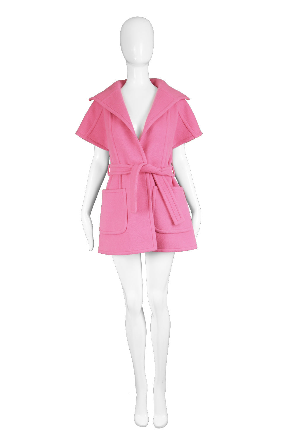 Pink Wool Minimalist Coat, 1960s