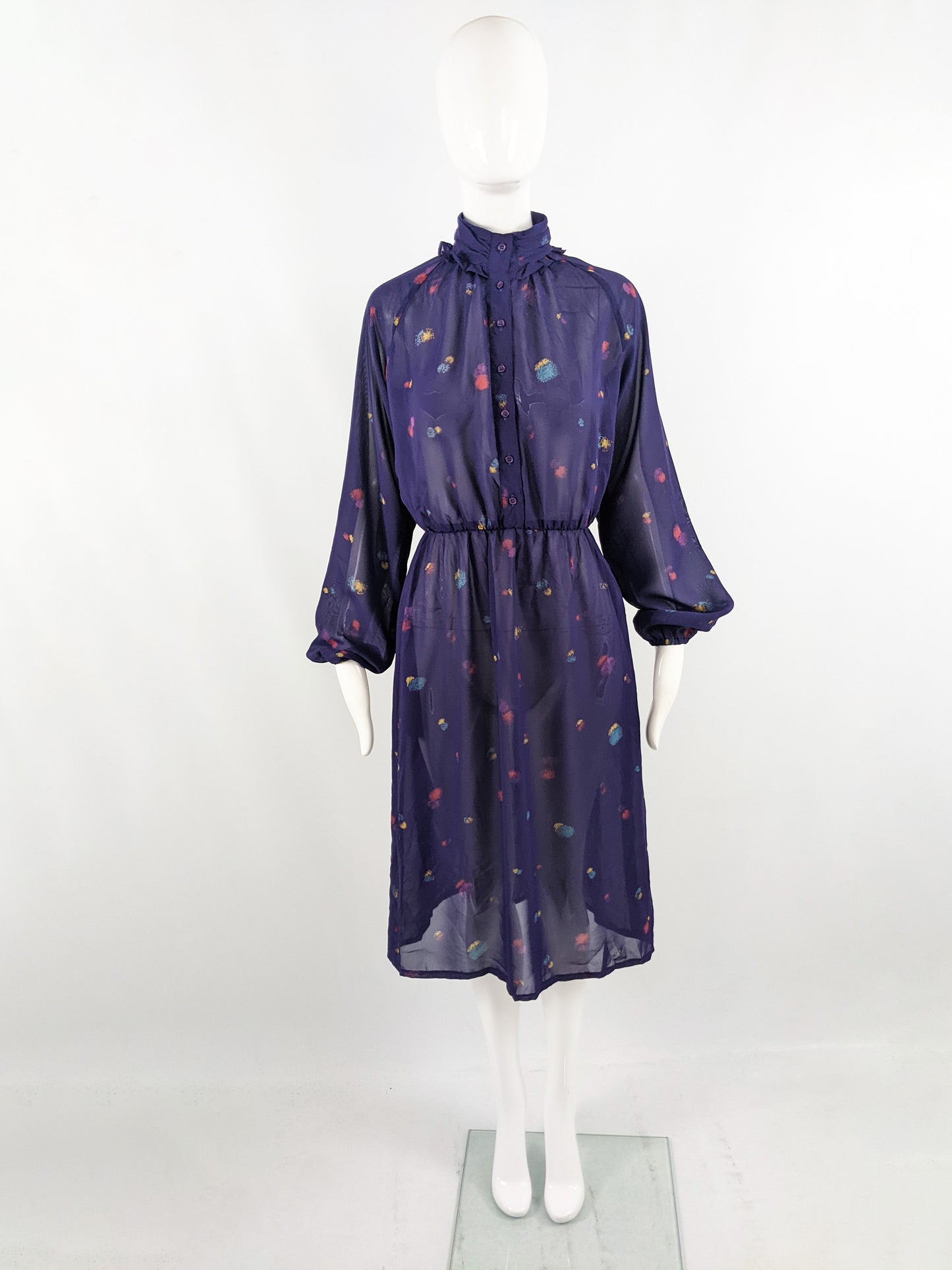 Aroche Paris Vintage Sheer Purple Dress, 1970s