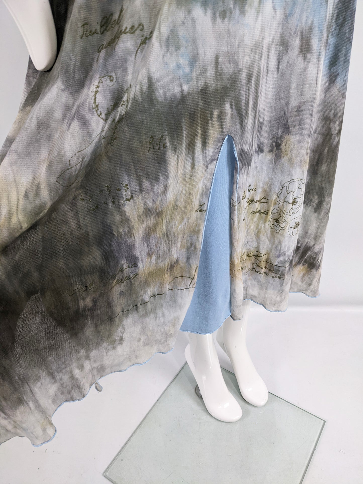 Cop Copine Vintage Mesh Two Piece Tie Dye Print Slip Dress, 1990s