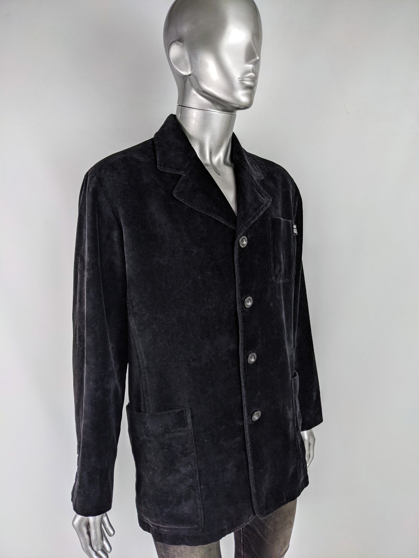 Gianfranco Ferré Vintage Mens Black Velvet Jacket, 1990s
