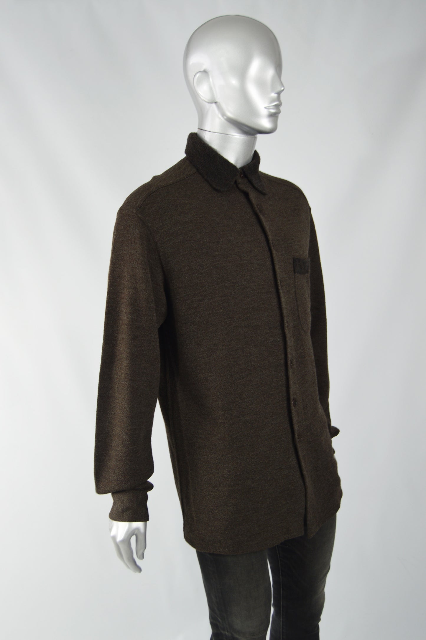 Mens Vintage Wool Blend Long Sleeve Overshirt, 1990s