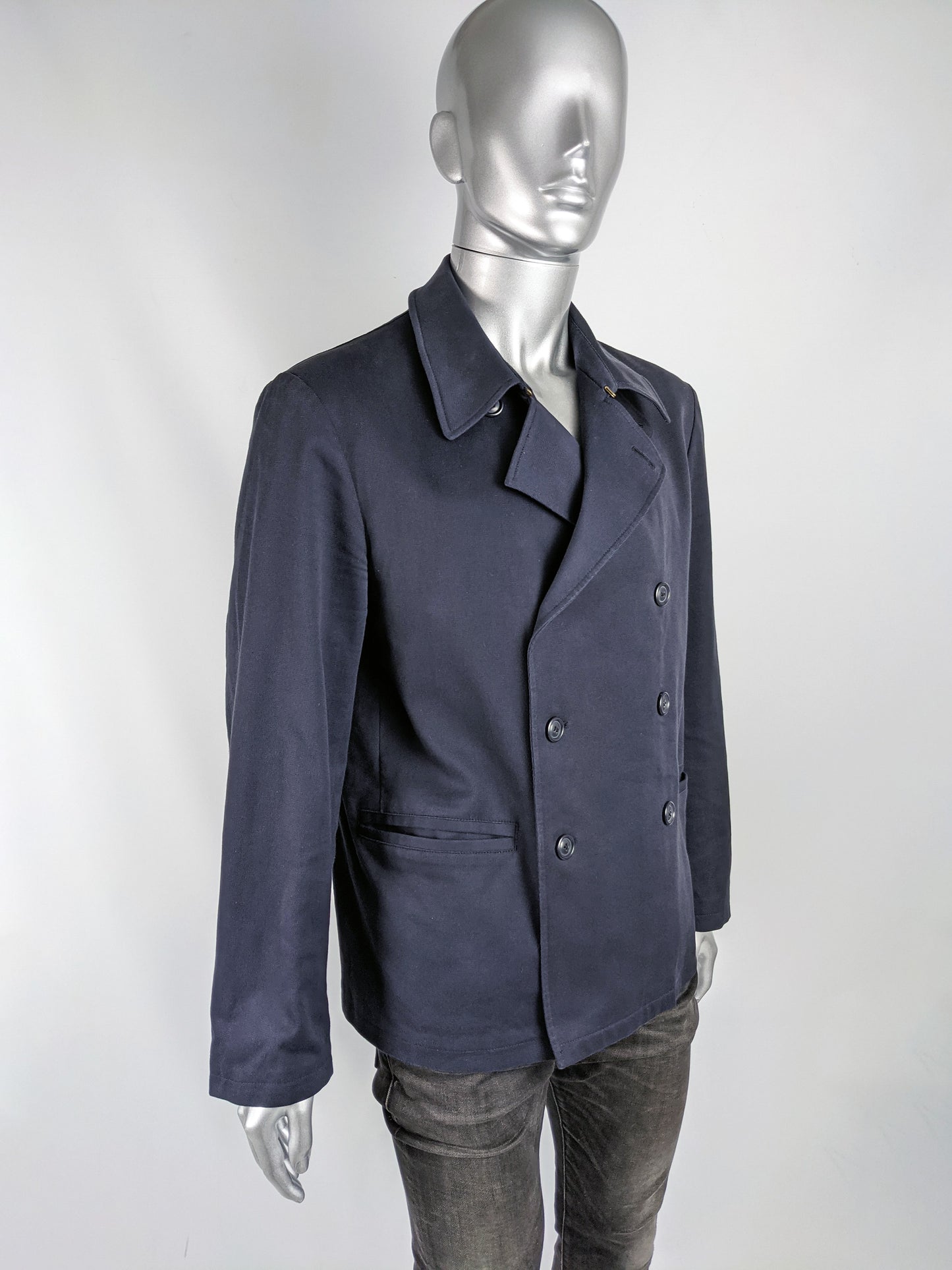 Vintage Mens Cotton Pea Coat, 1990s