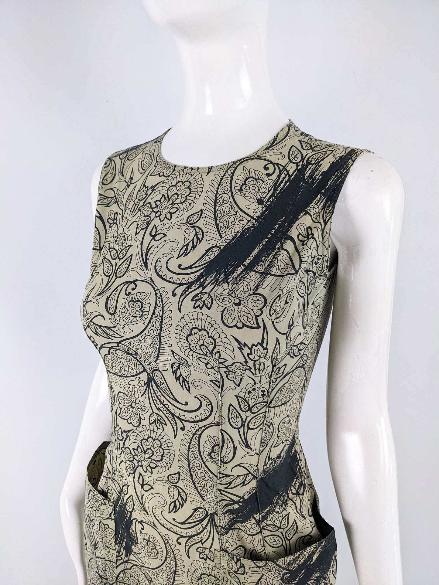 Istante by Versace Vintage Paisley Print Pocket Dress, 1980s