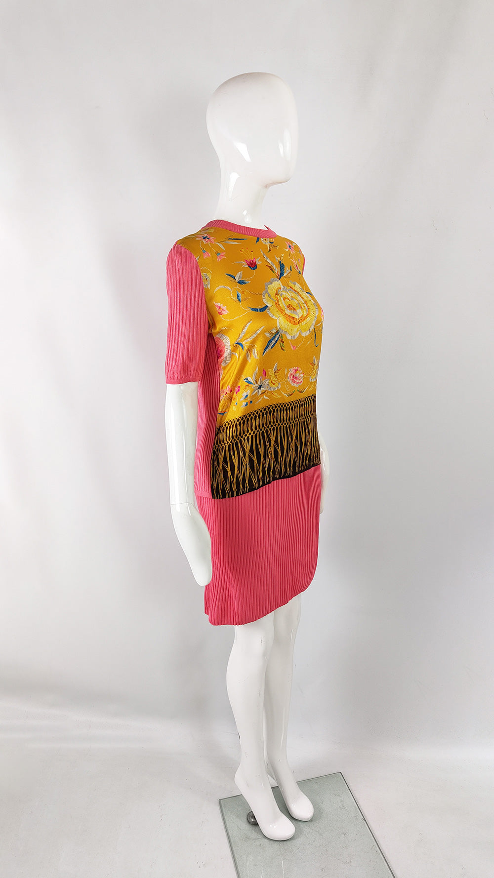 Christian Lacroix Vintage Womens Knit & Silk Skirt Suit, 1990s