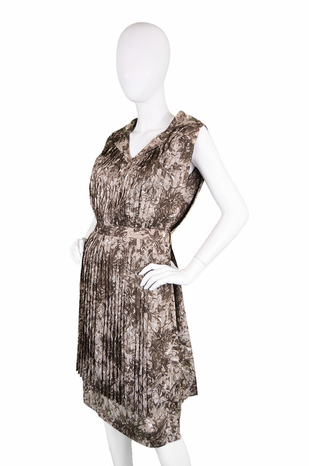 Vintage accordion pleated cocktail dress by Frank Usher of London, 1960s.