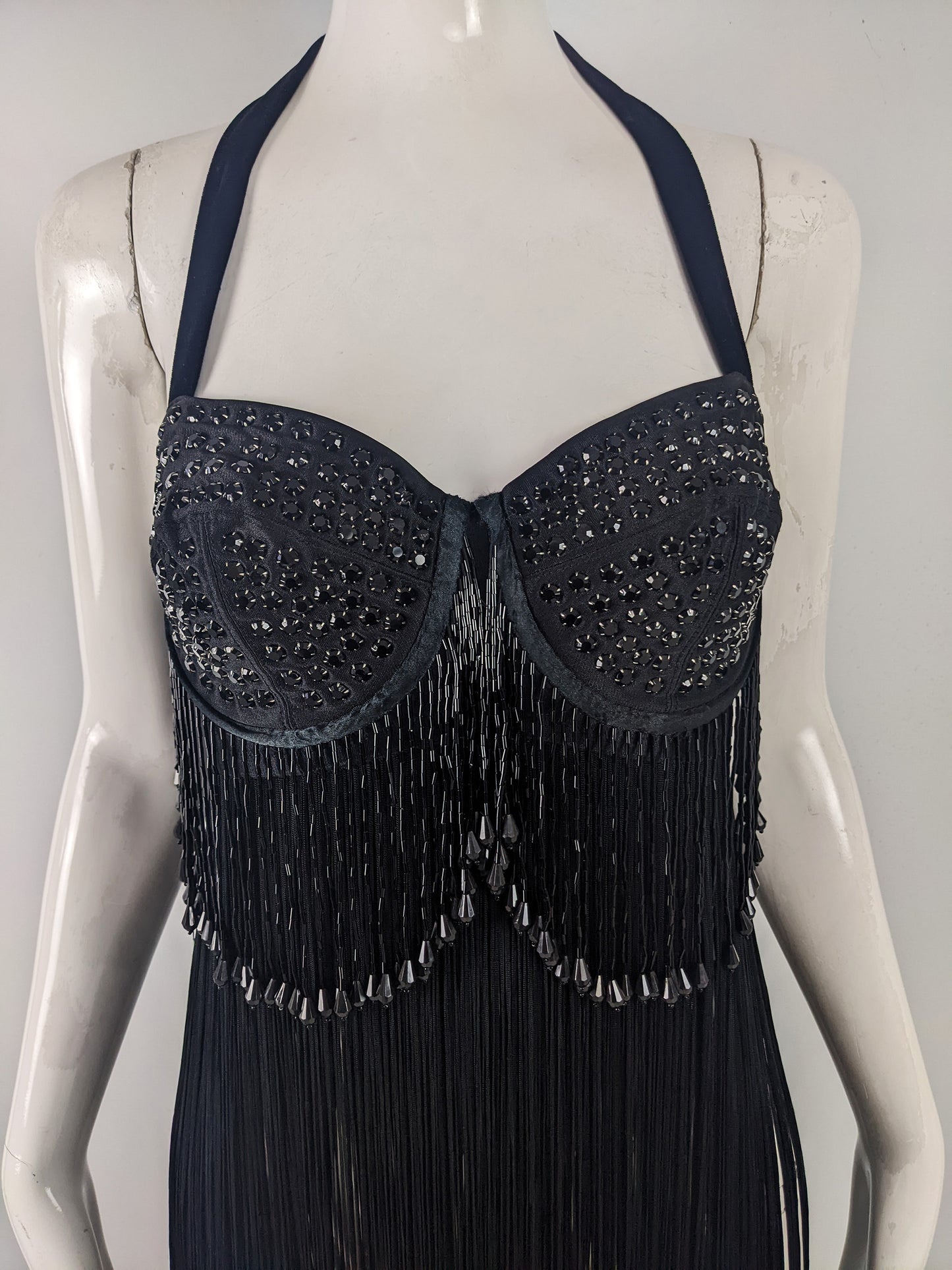 Helen Storey Vintage Fringed Beaded Bustier Top, 1990s