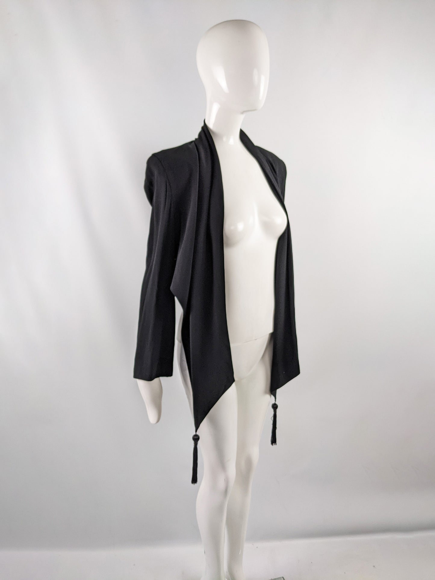 Vintage High Fashion Shoulder Padded Draped Cape Jacket, 1980s