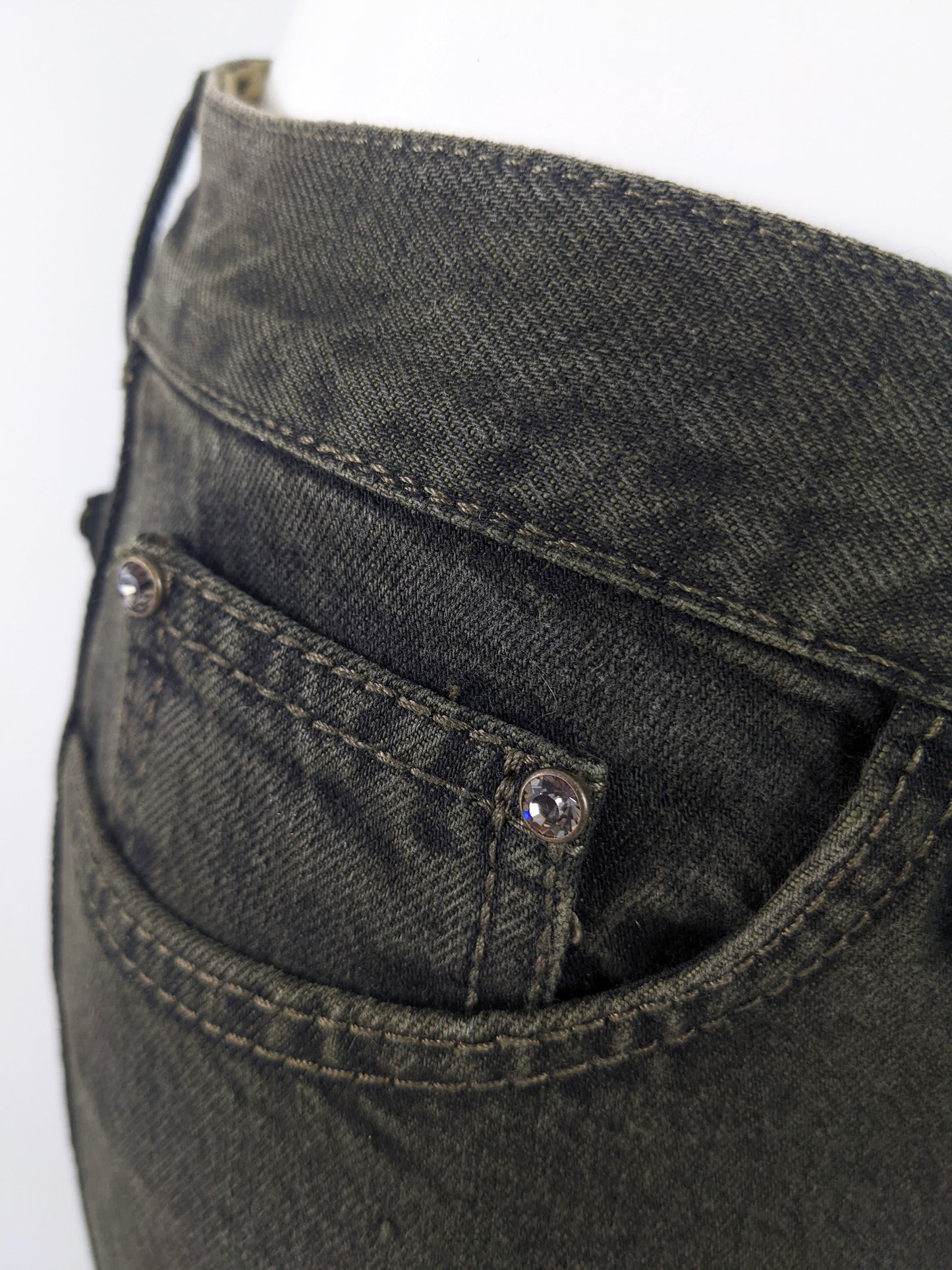 Voyage Passion Vintage Womens y2k Woven Ribbon Jeans, 2000s