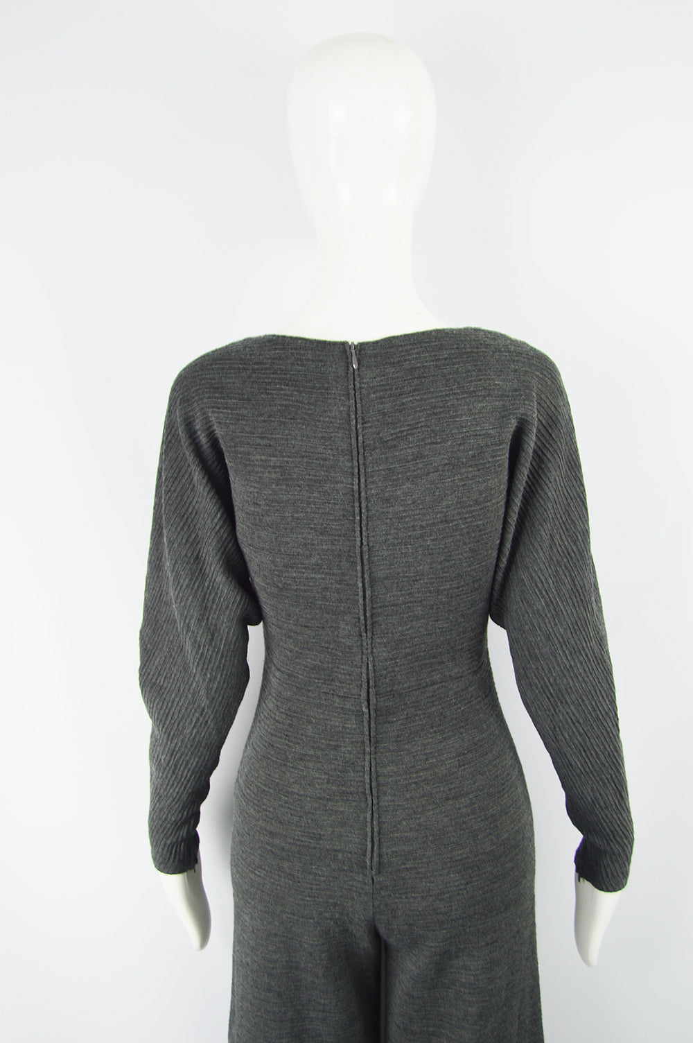 Vintage Leather & Ribbed Wool Knit Jumpsuit, 1990s