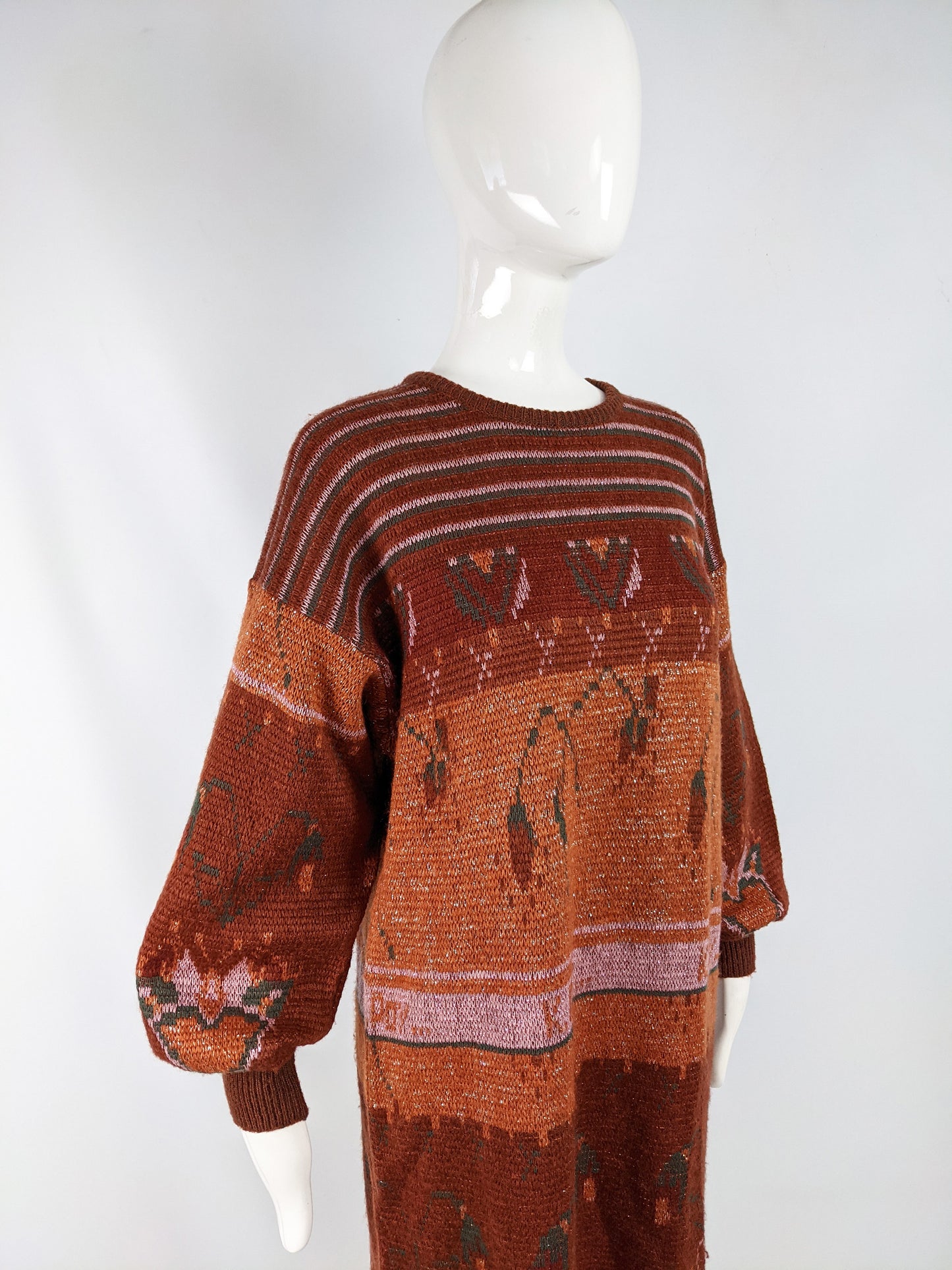 Vintage Orange Knit Jumper Dress, 1980s