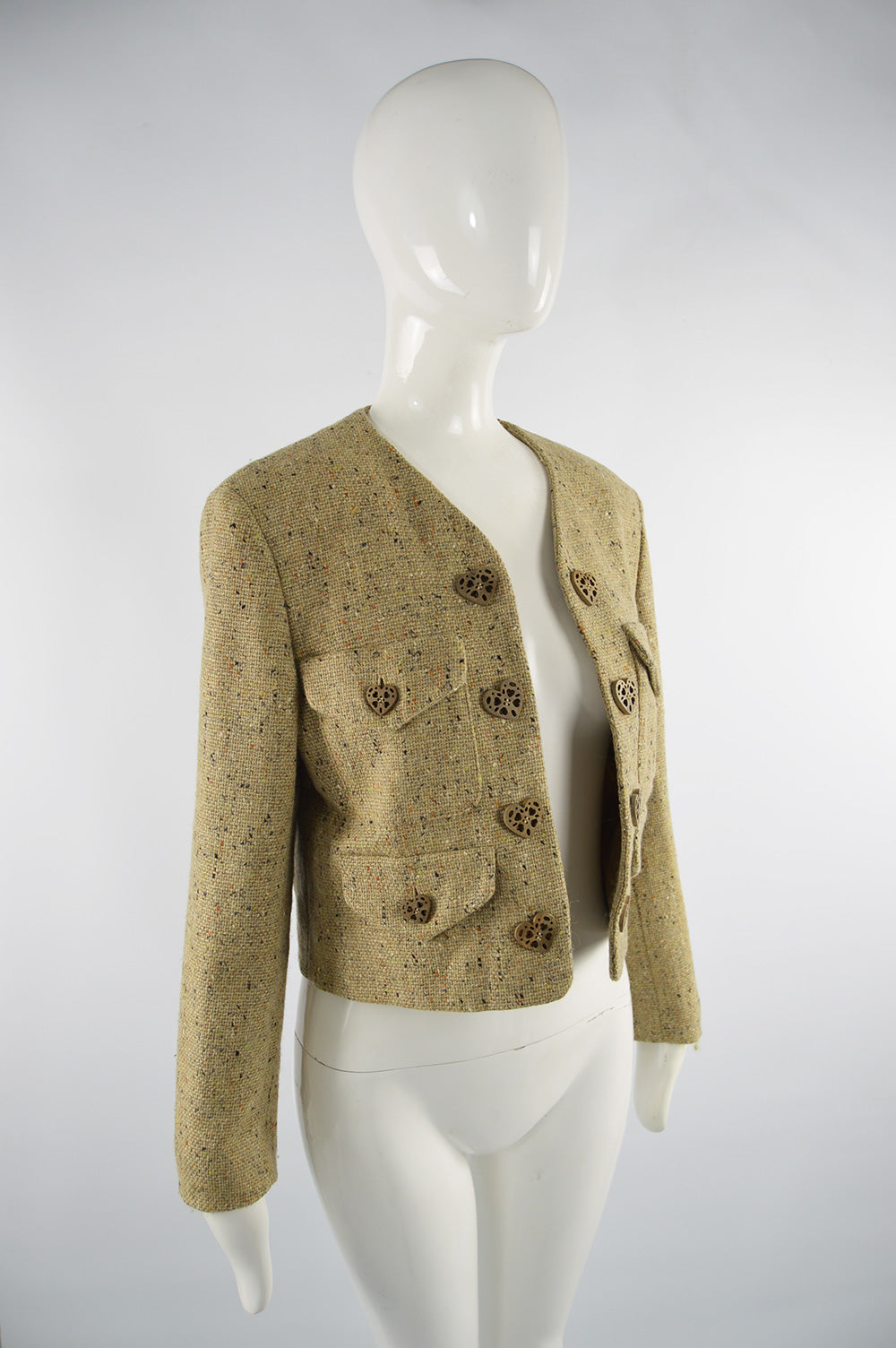 Vintage Women's Love Heart Button Tweed Jacket, 1990s