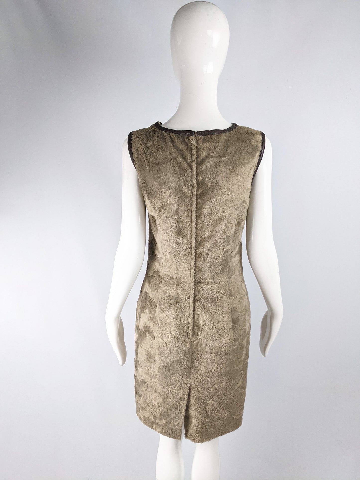 Womens Faux Fur Vintage Shift Dress, 1990s