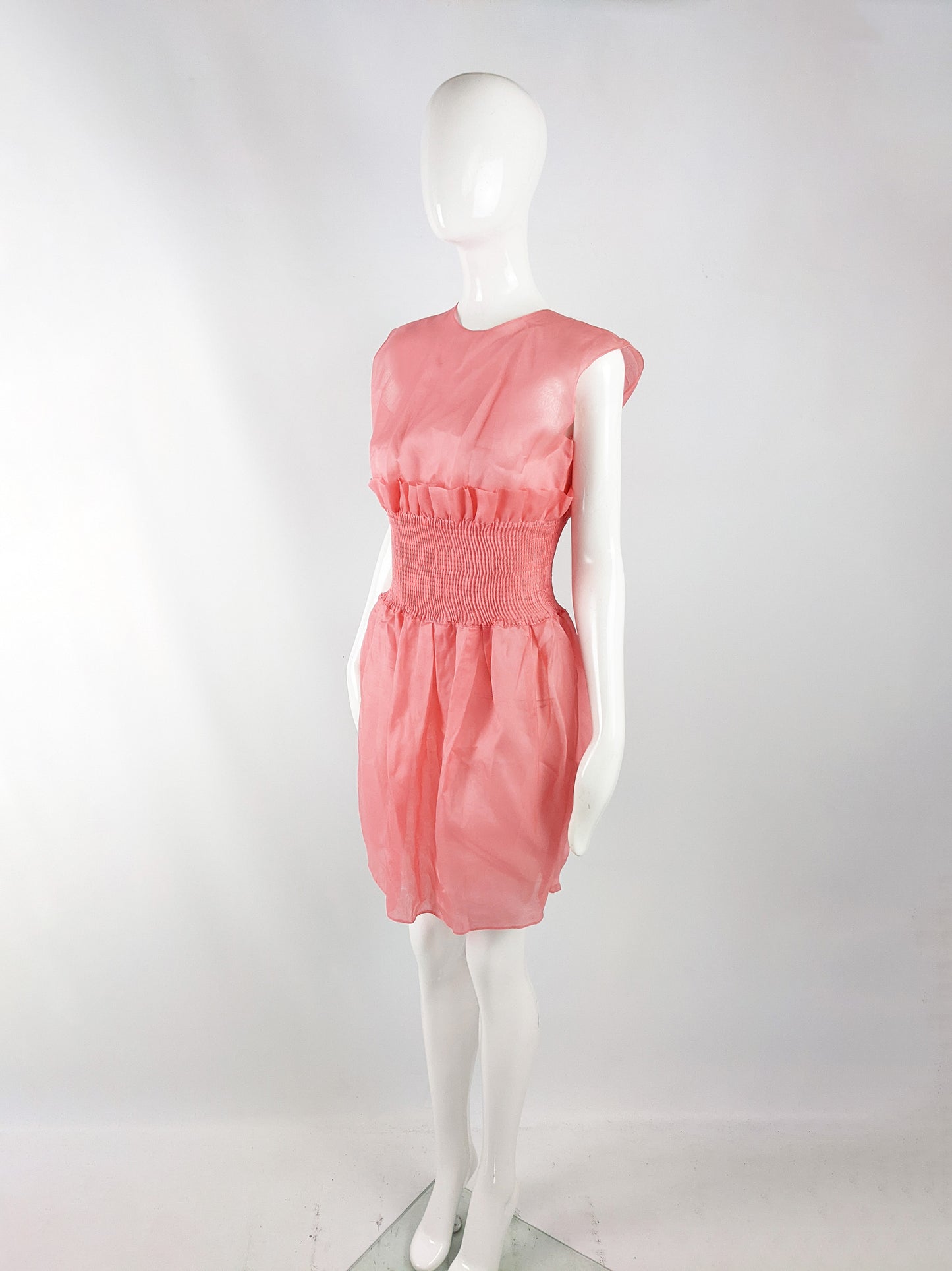 Emporio Armani Vintage Sheer Pink Organza Dress, 1980s