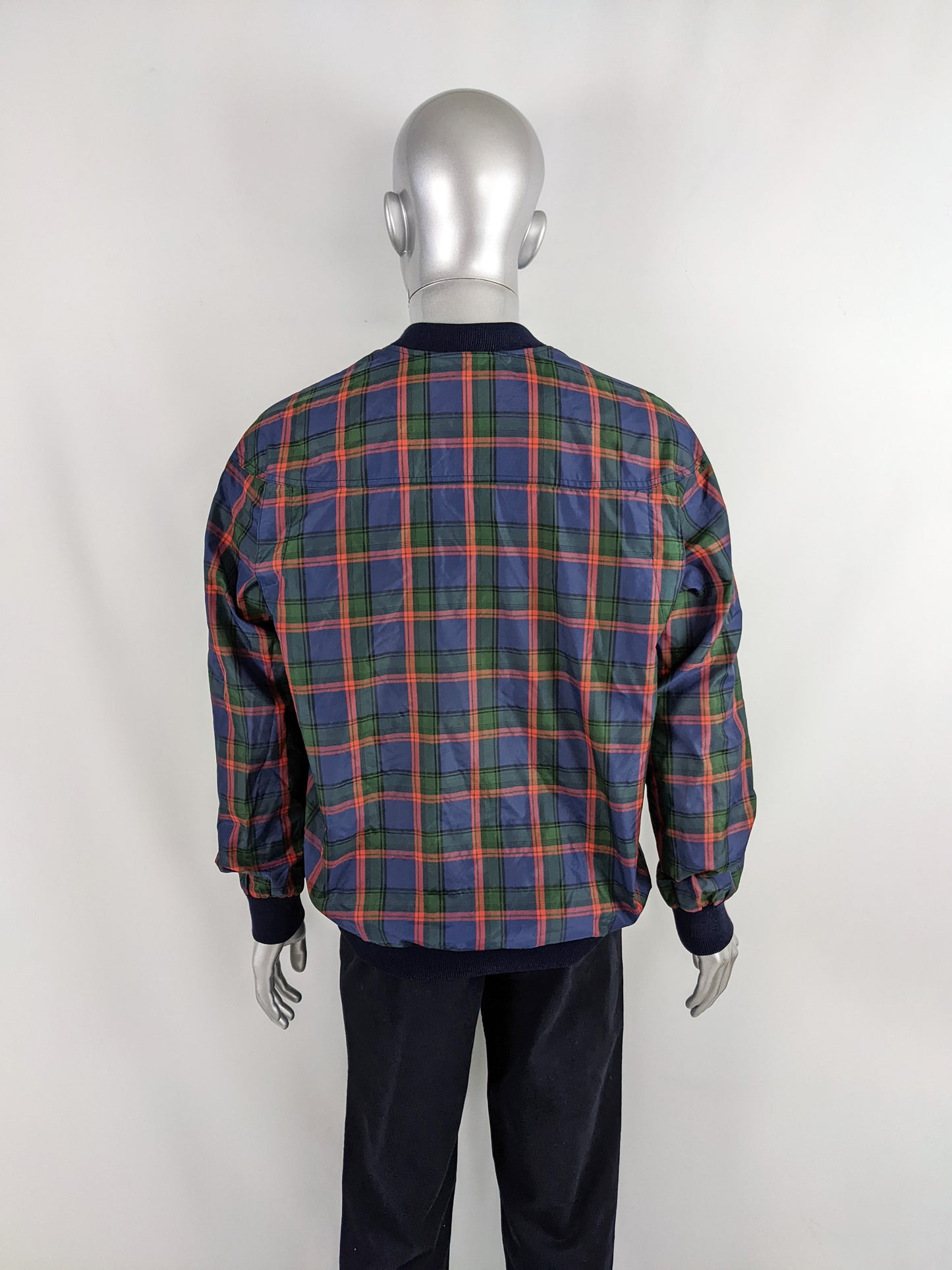 Cacharel Vintage Mens French Tartan Bomber Jacket, 1980s