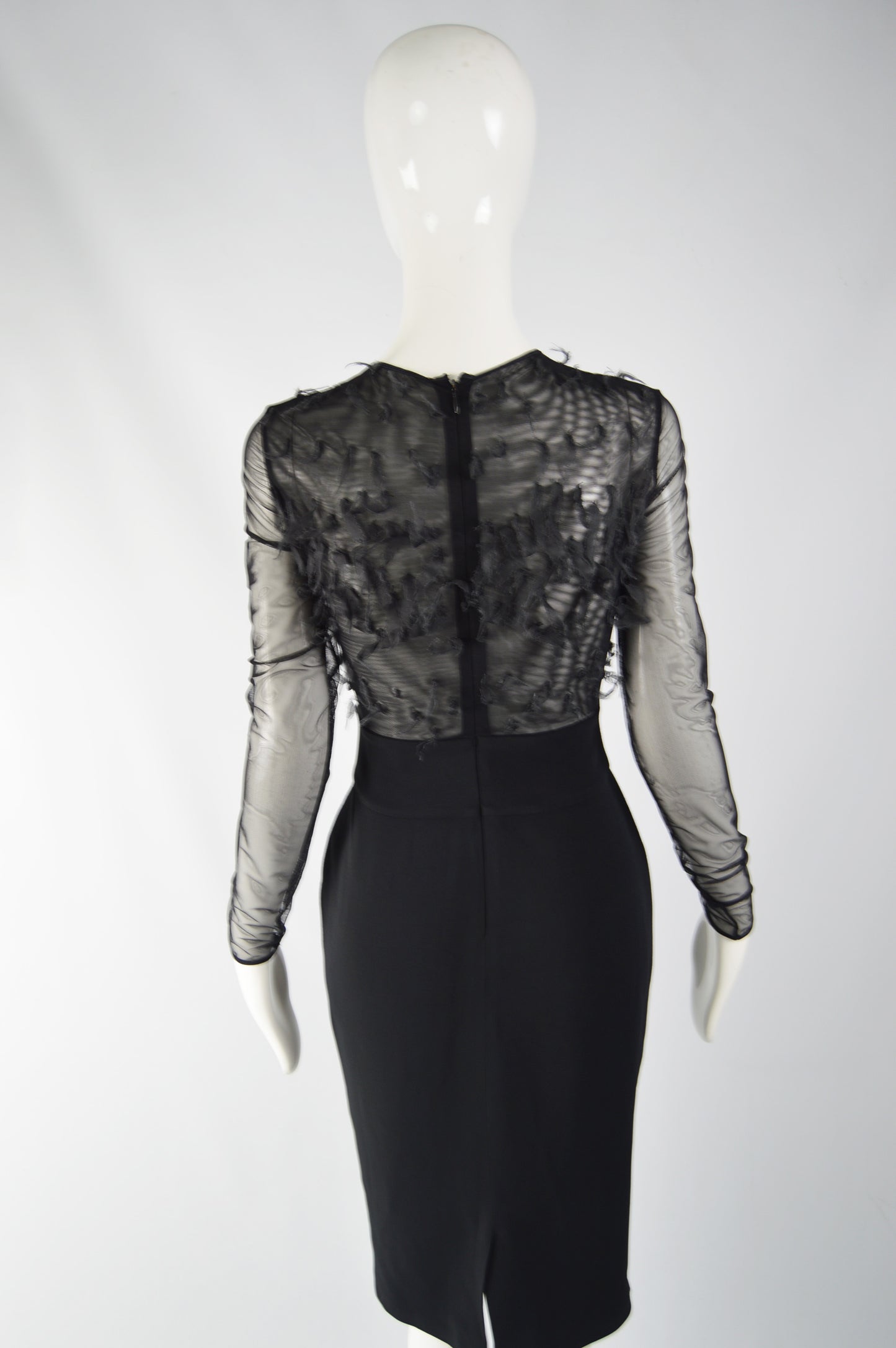 Vintage Womens Sheer Black Organza Dress, 1990s