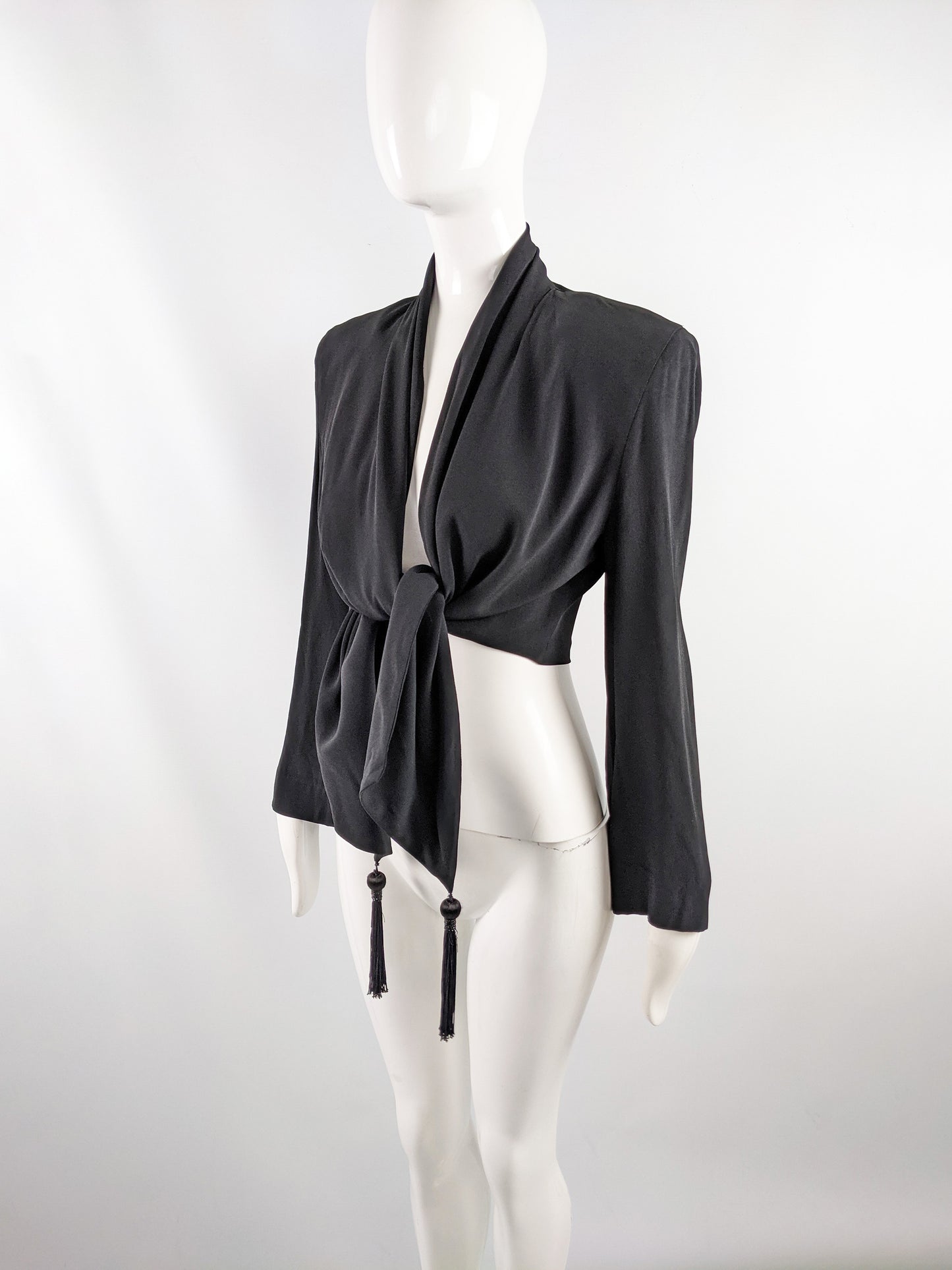 Vintage High Fashion Shoulder Padded Draped Cape Jacket, 1980s