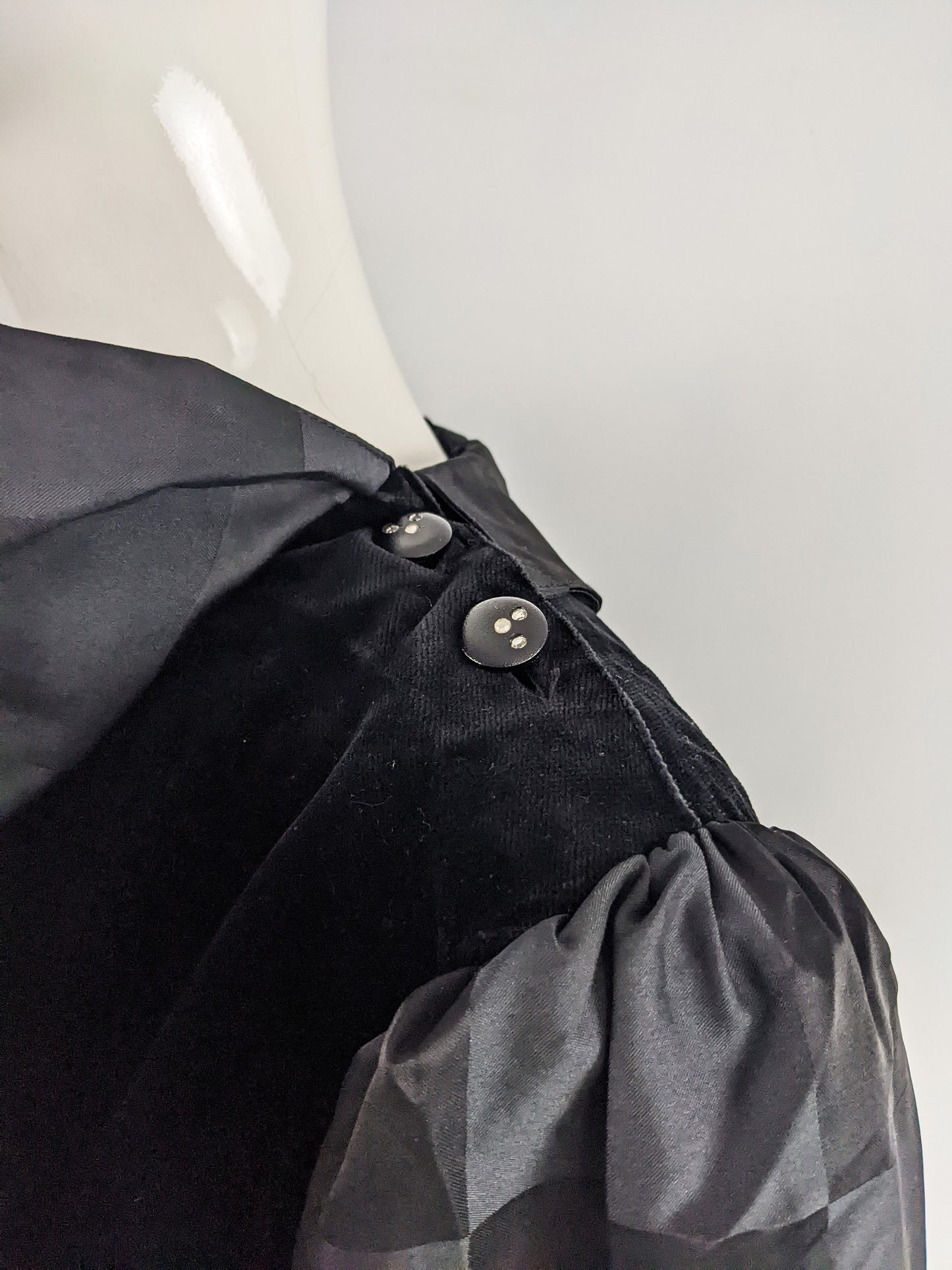 Vintage 1980s Black Velvet & Taffeta Balloon Sleeve Party Dress