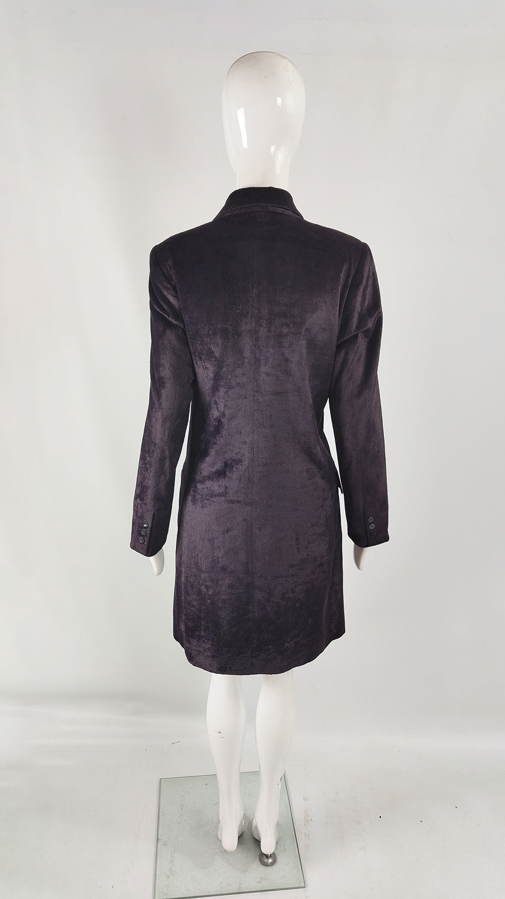 Joseph Vintage Womens Darkest Purple Velvet Pea Coat, 1990s