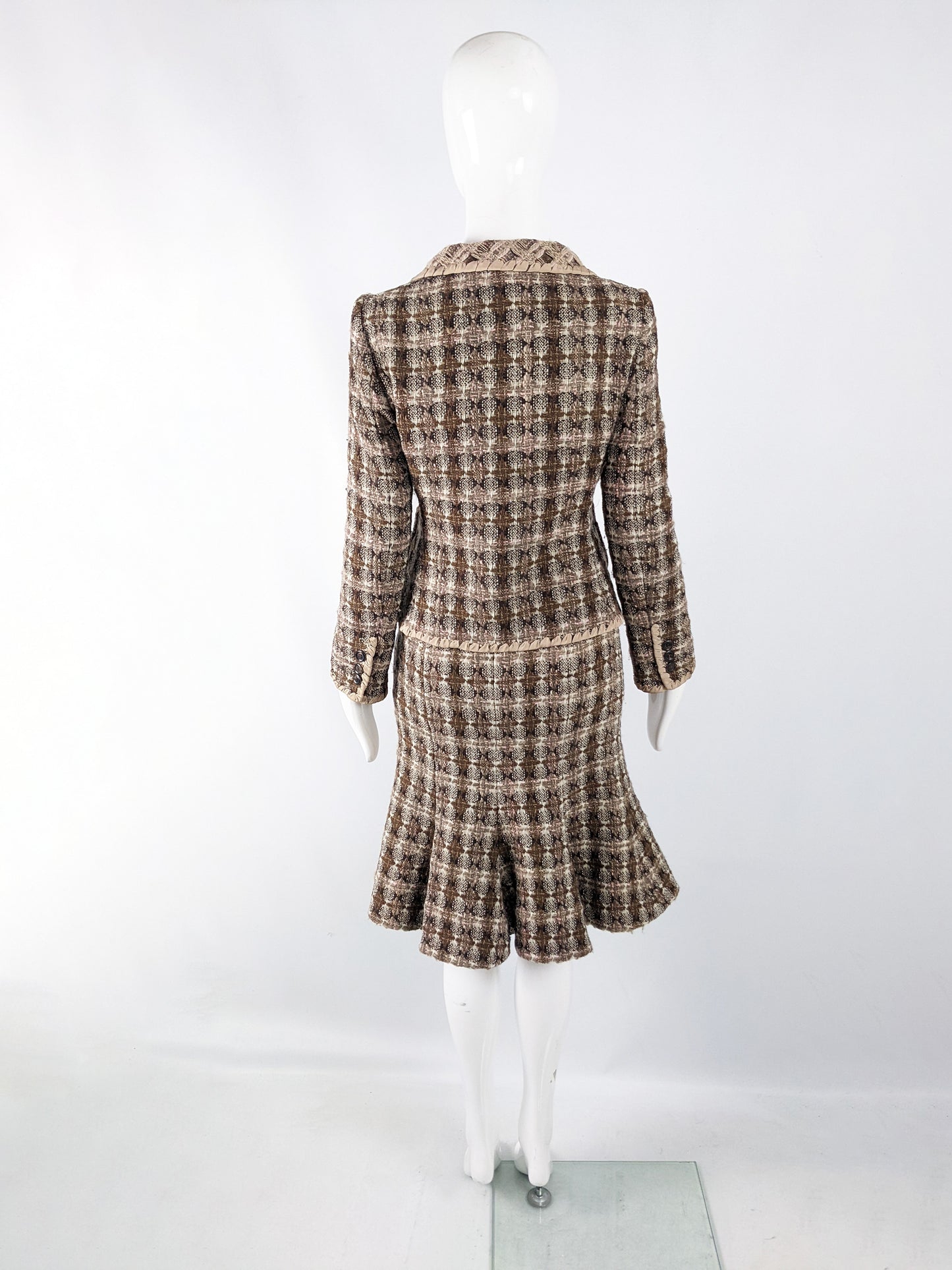 Moschino Vintage y2k Womens Preppy Tweed Skirt Suit, 2000s