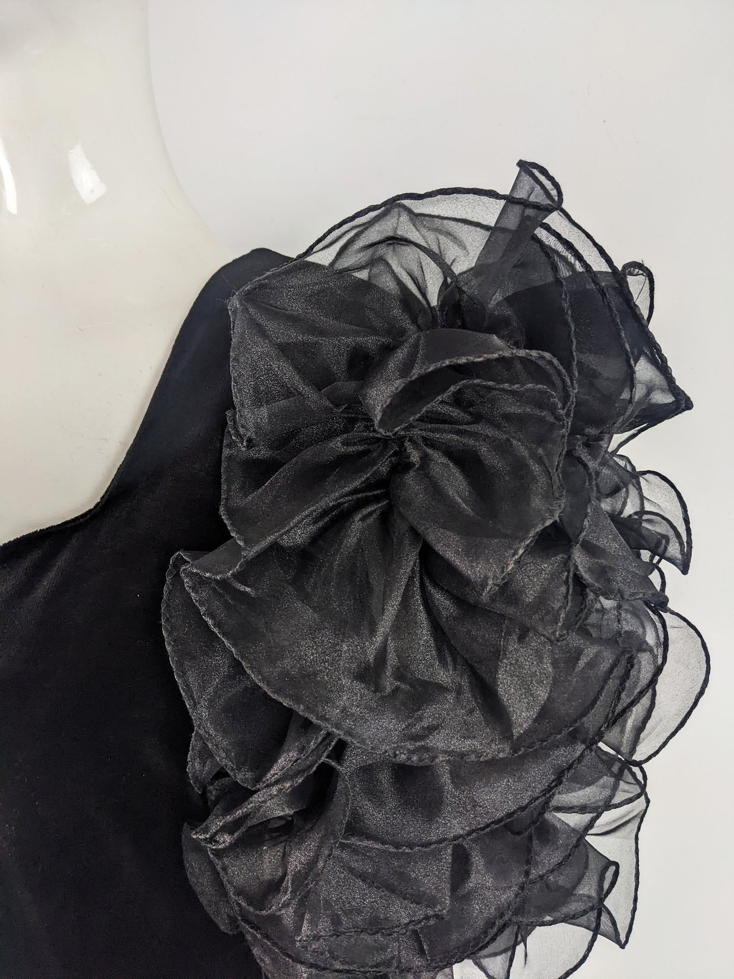 Scarvin Vintage Flamboyant Ruffled Organza & Velour Evening Dress, 1980s