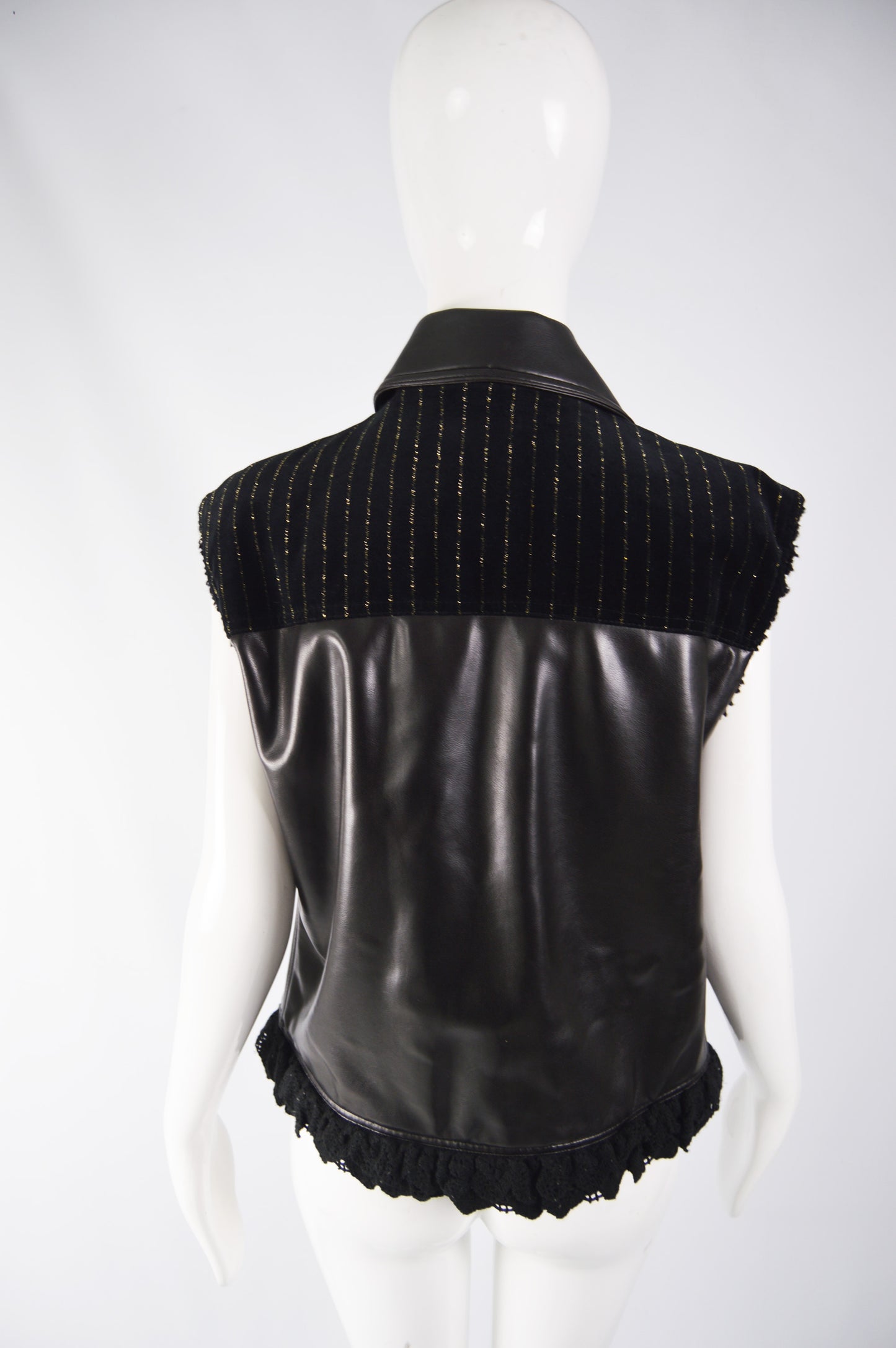 Womens Vintage Velvet & Faux Leather Jacket, 1980s