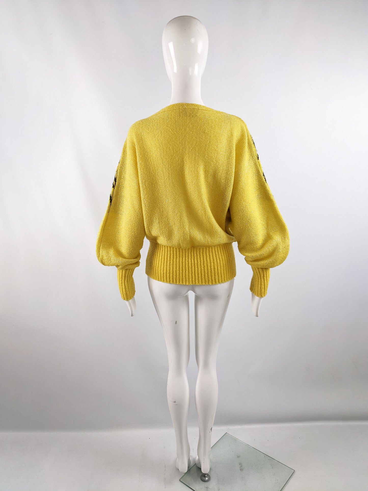 Vintage Yellow Mohair Wool & Acrylic Knit Lion Face Jumper, 1980s