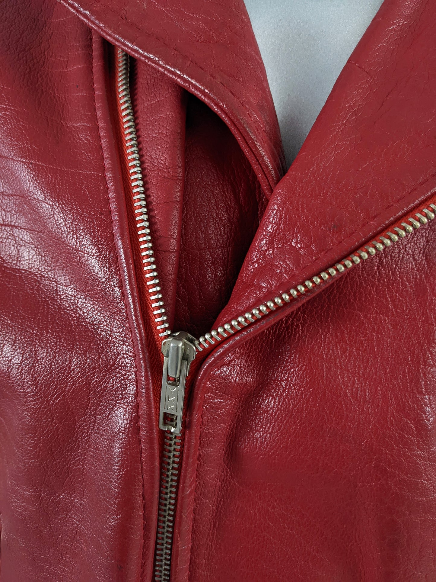 Chevignon Vintage Mens Red Leather Biker Vest, 1980s