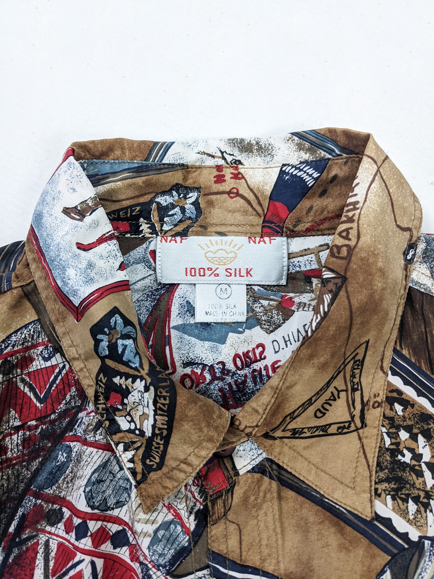 Naf Naf Paris Vintage Mens Pure Silk Shirt, 1980s