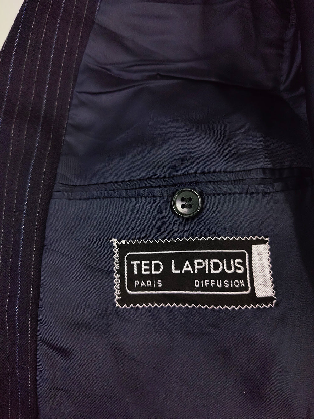 Ted Lapidus Paris Mens Vintage Navy Virgin Wool Blazer, 1970s