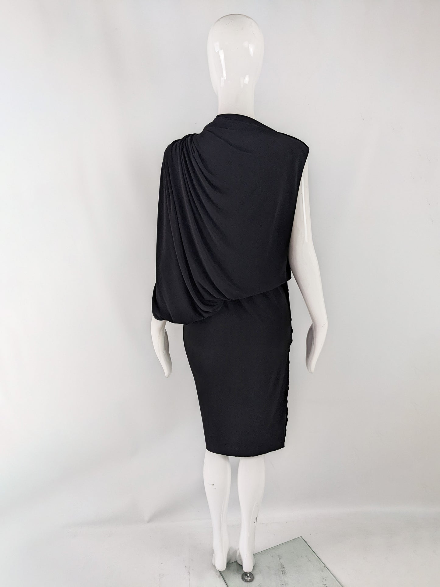 Lanvin Preowned Black Draped One Shoulder Asymmetrical Dress, Spring 2014