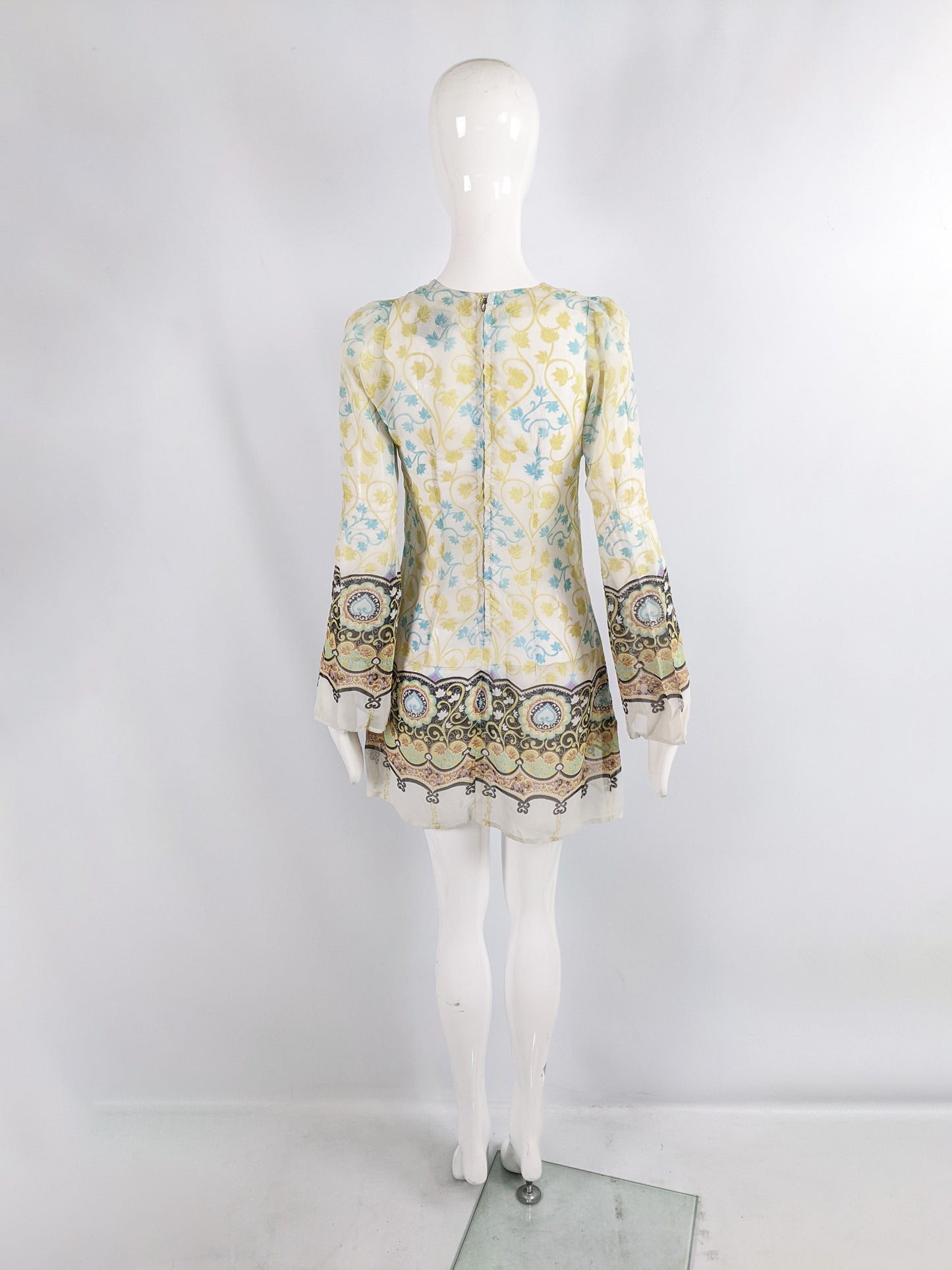 London Mob of Carnaby Street Vintage Sheer Boho Mini Dress, 1960s