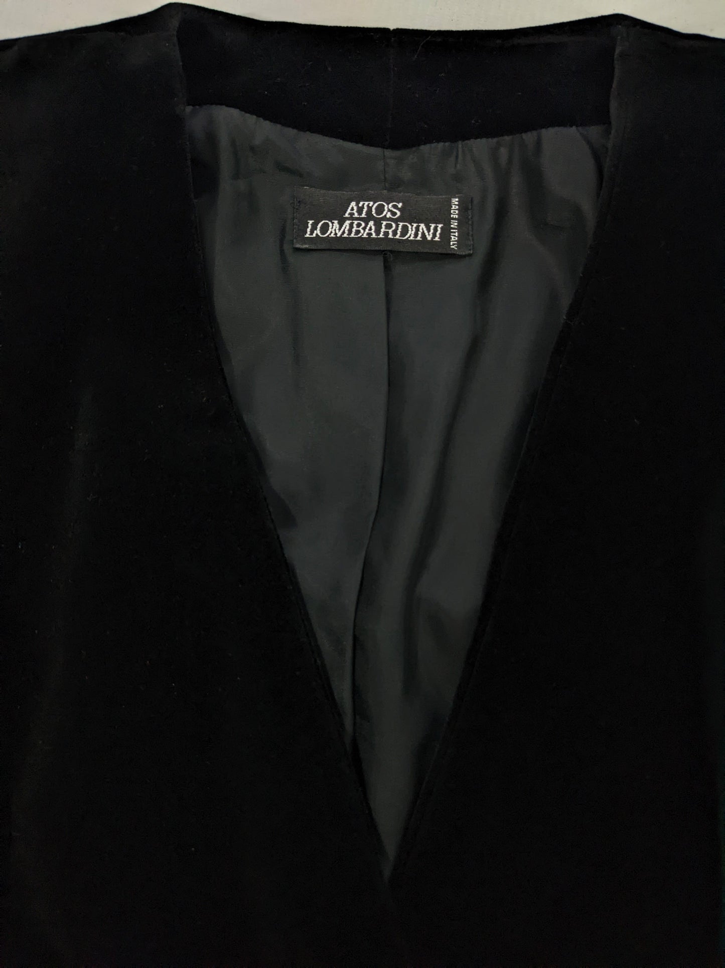Atos Lombardini Vintage Black Velvet Shoulder Pads Jacket, 1980s